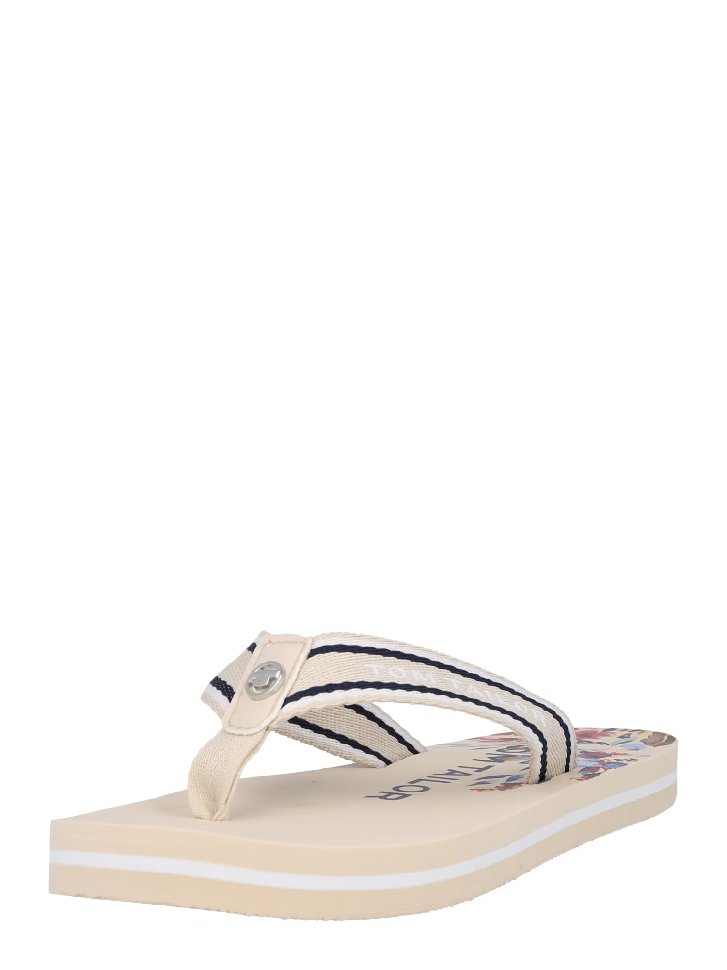 TOM TAILOR Flip-flops bej / bleumarin / alb - Pled.ro