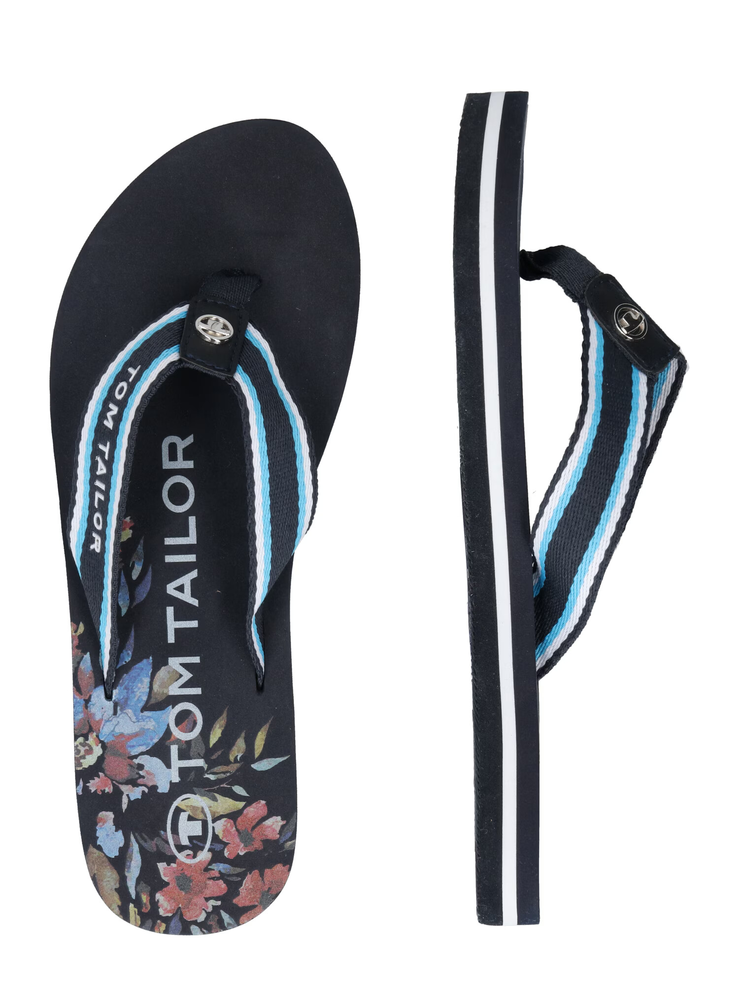 TOM TAILOR Flip-flops bleumarin / turcoaz / alb - Pled.ro