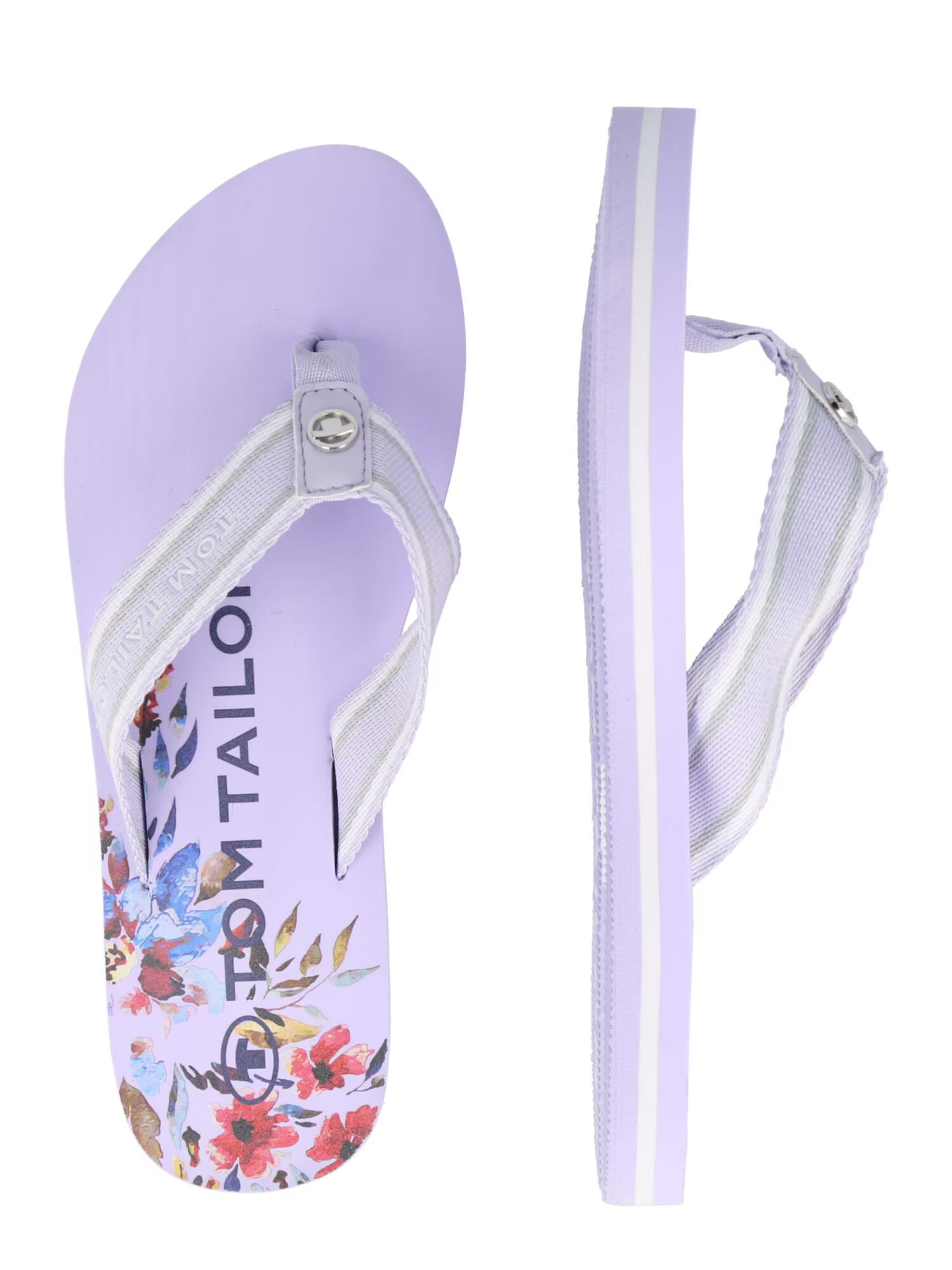 TOM TAILOR Flip-flops gri / lila / alb - Pled.ro