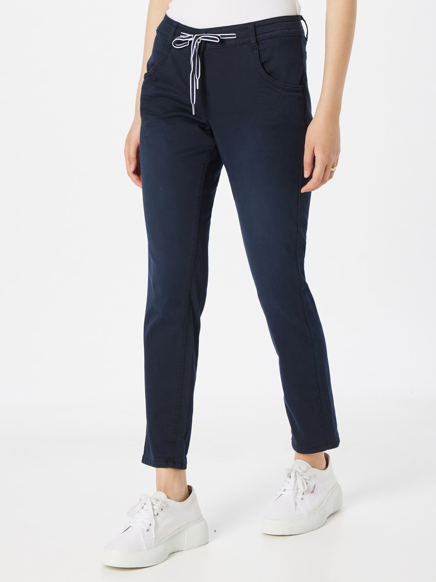 TOM TAILOR Pantaloni bleumarin / alb - Pled.ro