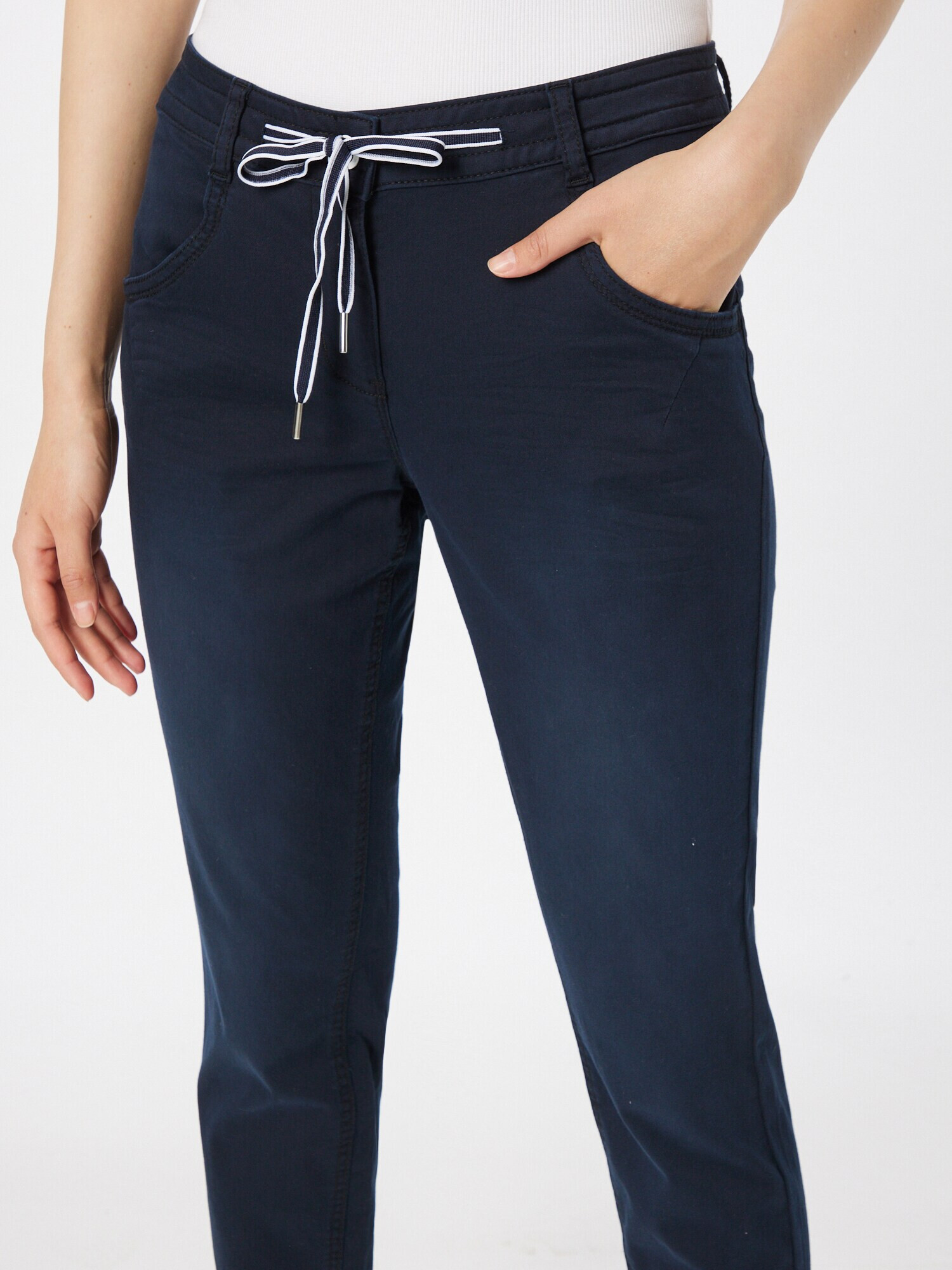 TOM TAILOR Pantaloni bleumarin / alb - Pled.ro