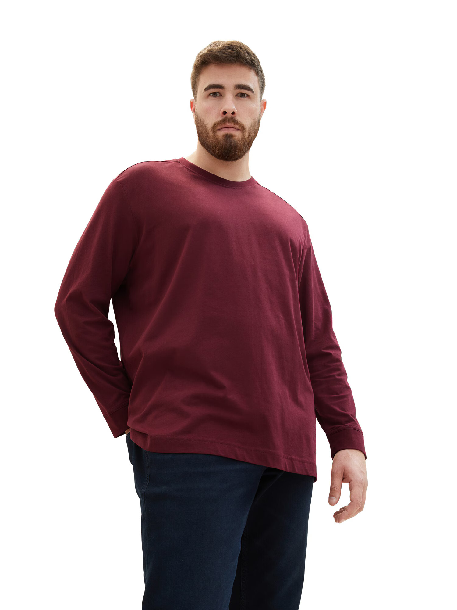 TOM TAILOR Men + Tricou roșu burgundy - Pled.ro