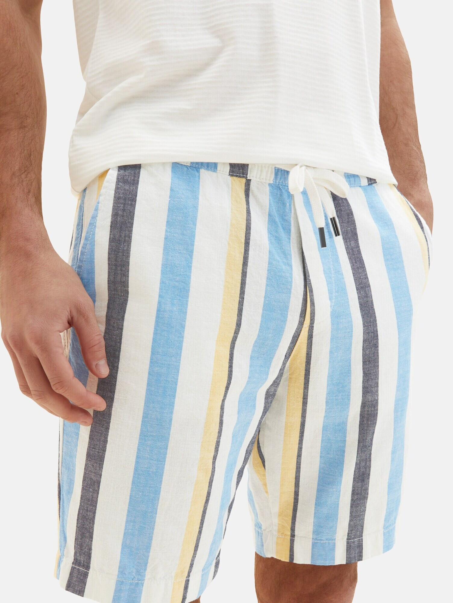 TOM TAILOR Pantaloni albastru deschis / galben / gri metalic / alb - Pled.ro