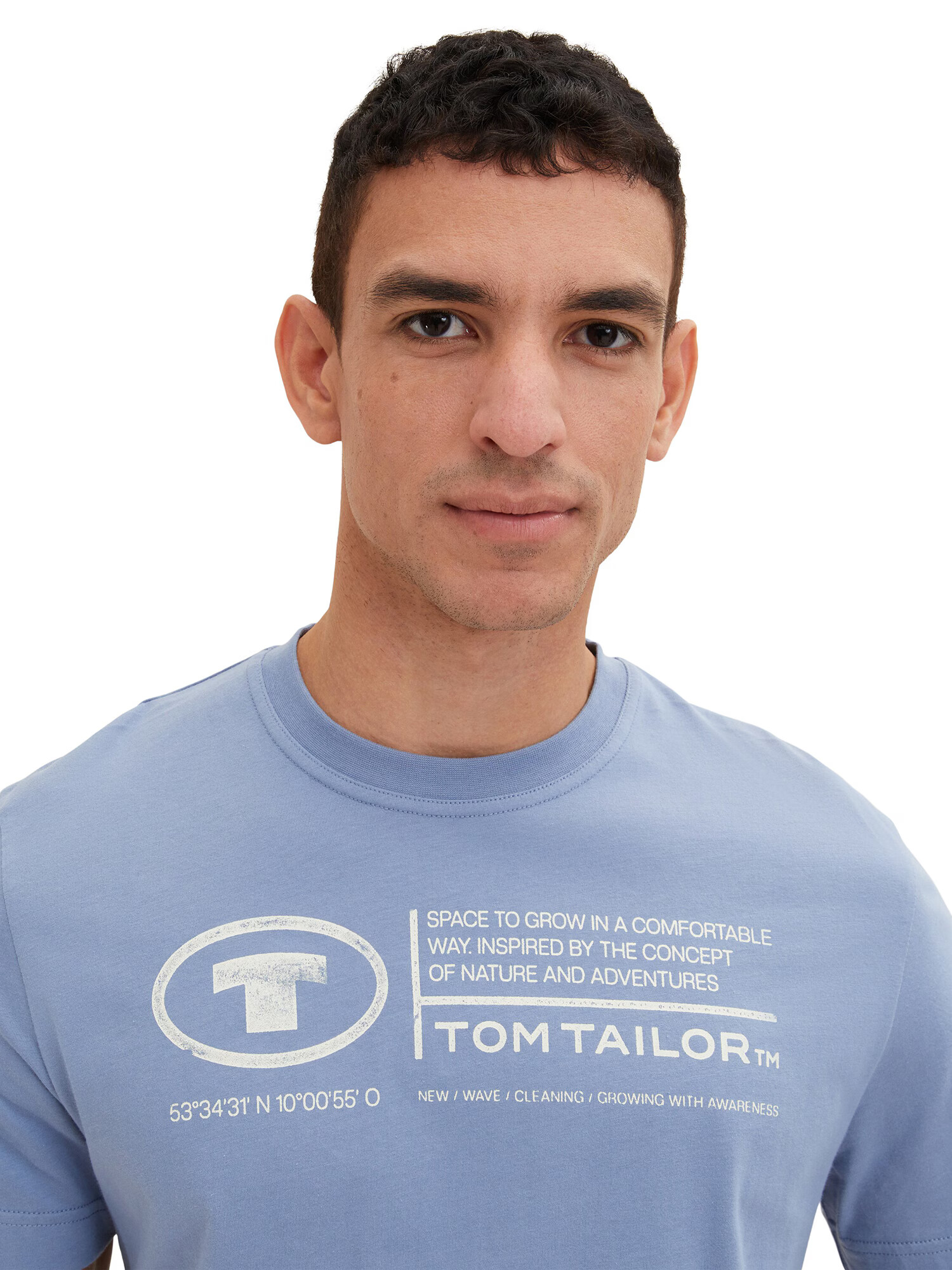 TOM TAILOR Tricou albastru / alb - Pled.ro