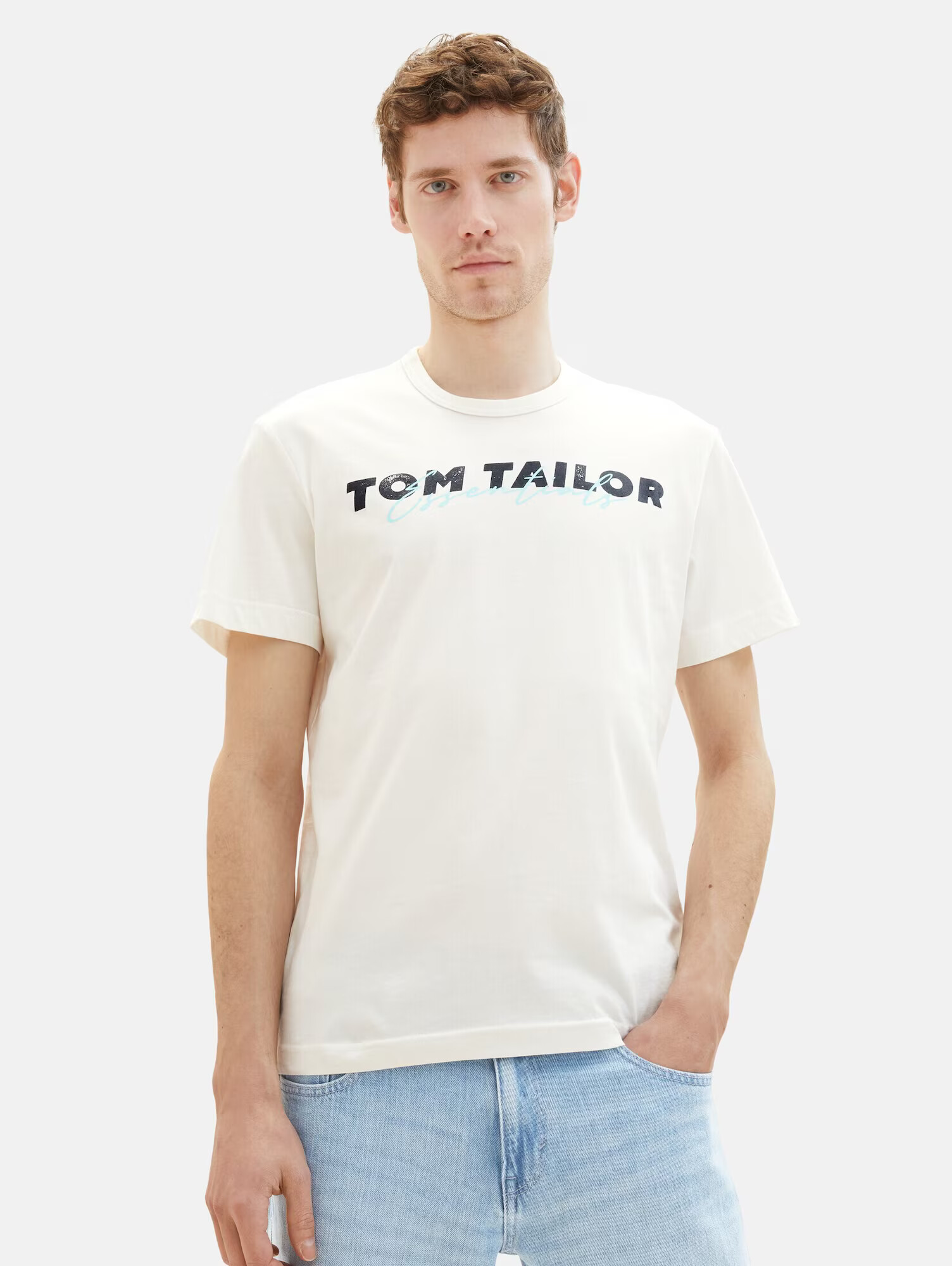 TOM TAILOR Tricou bleumarin / turcoaz / alb murdar - Pled.ro