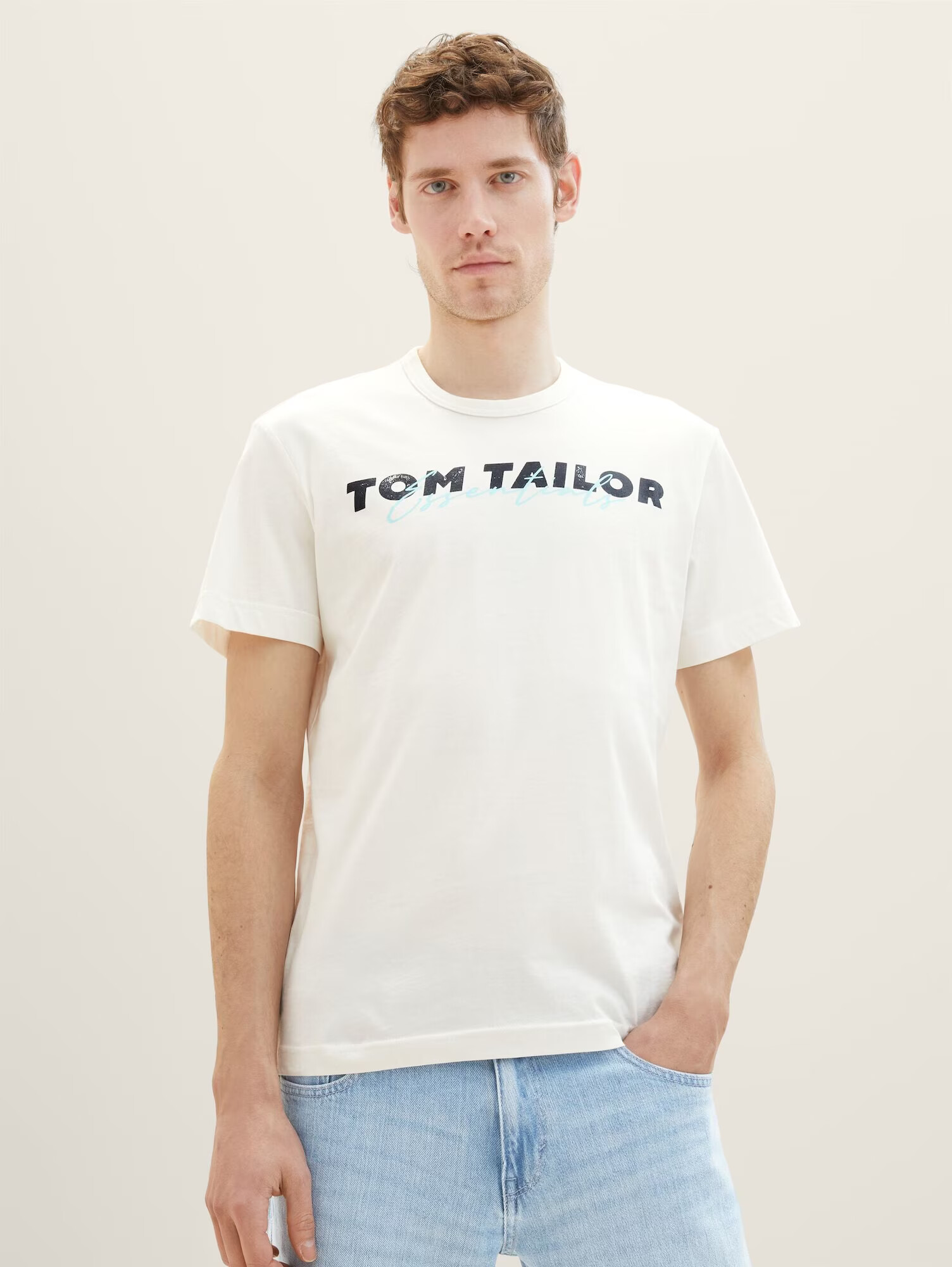 TOM TAILOR Tricou bleumarin / turcoaz / alb murdar - Pled.ro