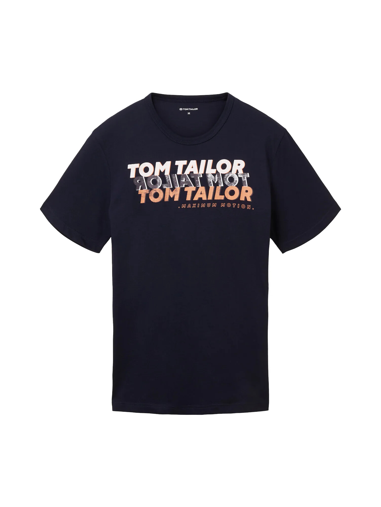 TOM TAILOR Tricou albastru marin / albastru noapte / portocaliu caisă / alb - Pled.ro