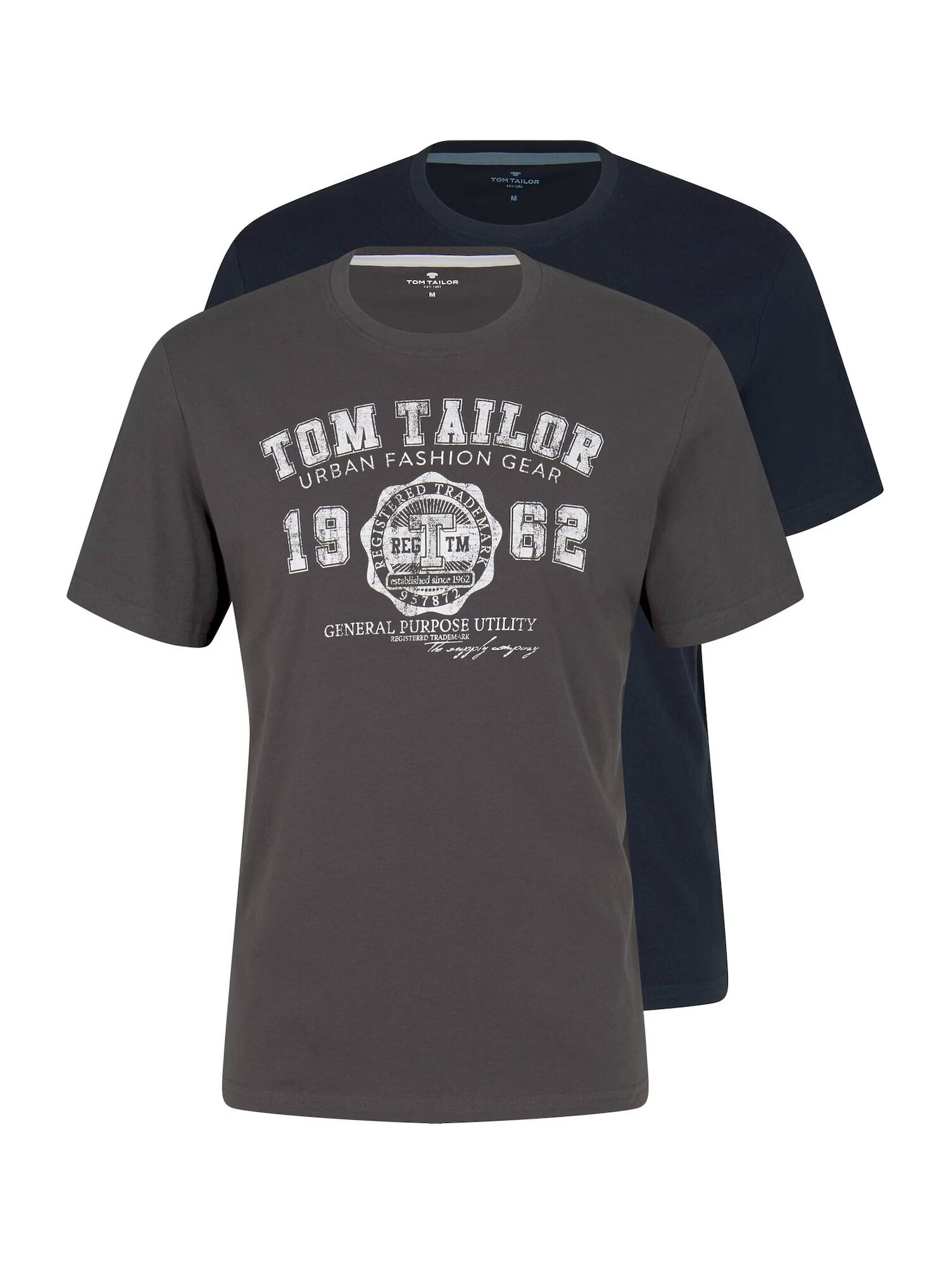 TOM TAILOR Tricou albastru marin / azur / gri închis / alb - Pled.ro