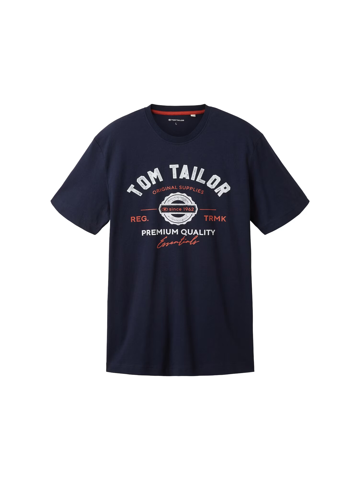 TOM TAILOR Tricou albastru noapte / portocaliu / alb - Pled.ro