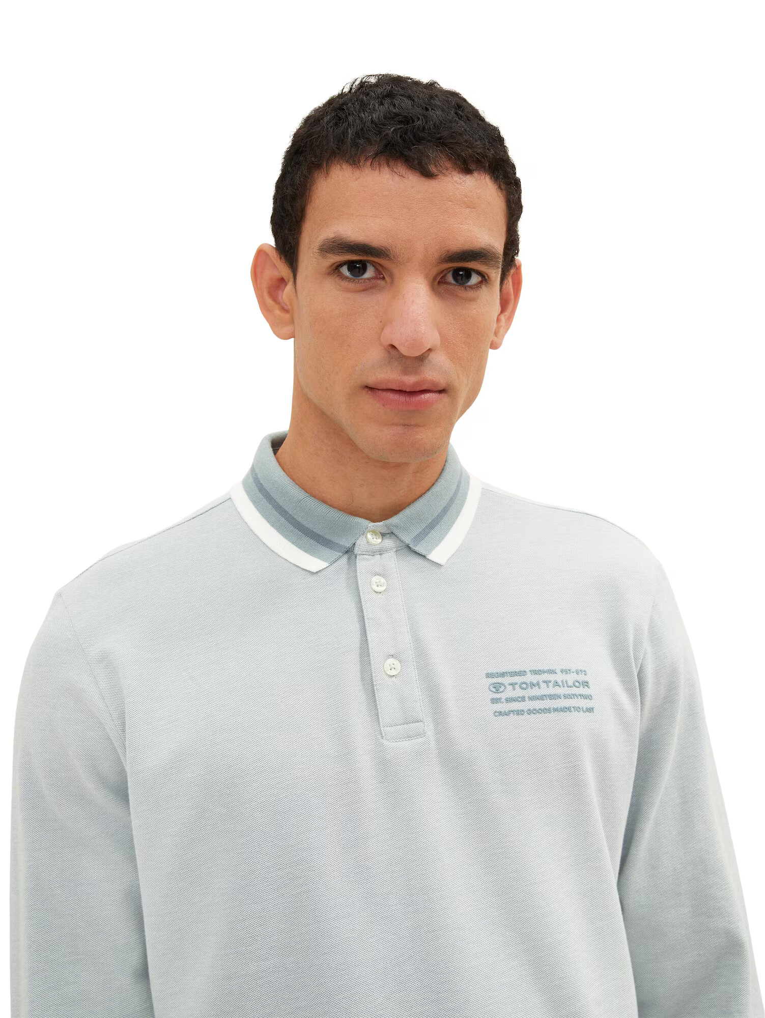 TOM TAILOR Tricou albastru pastel / alb - Pled.ro