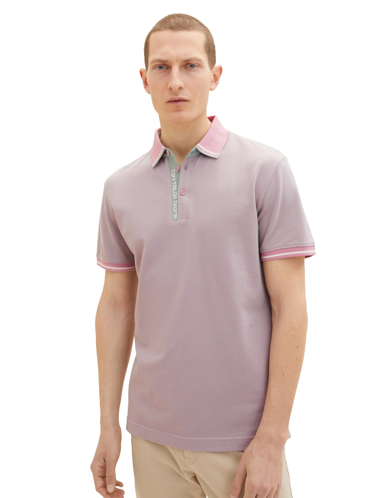 TOM TAILOR Tricou albastru pastel / roz deschis / alb - Pled.ro