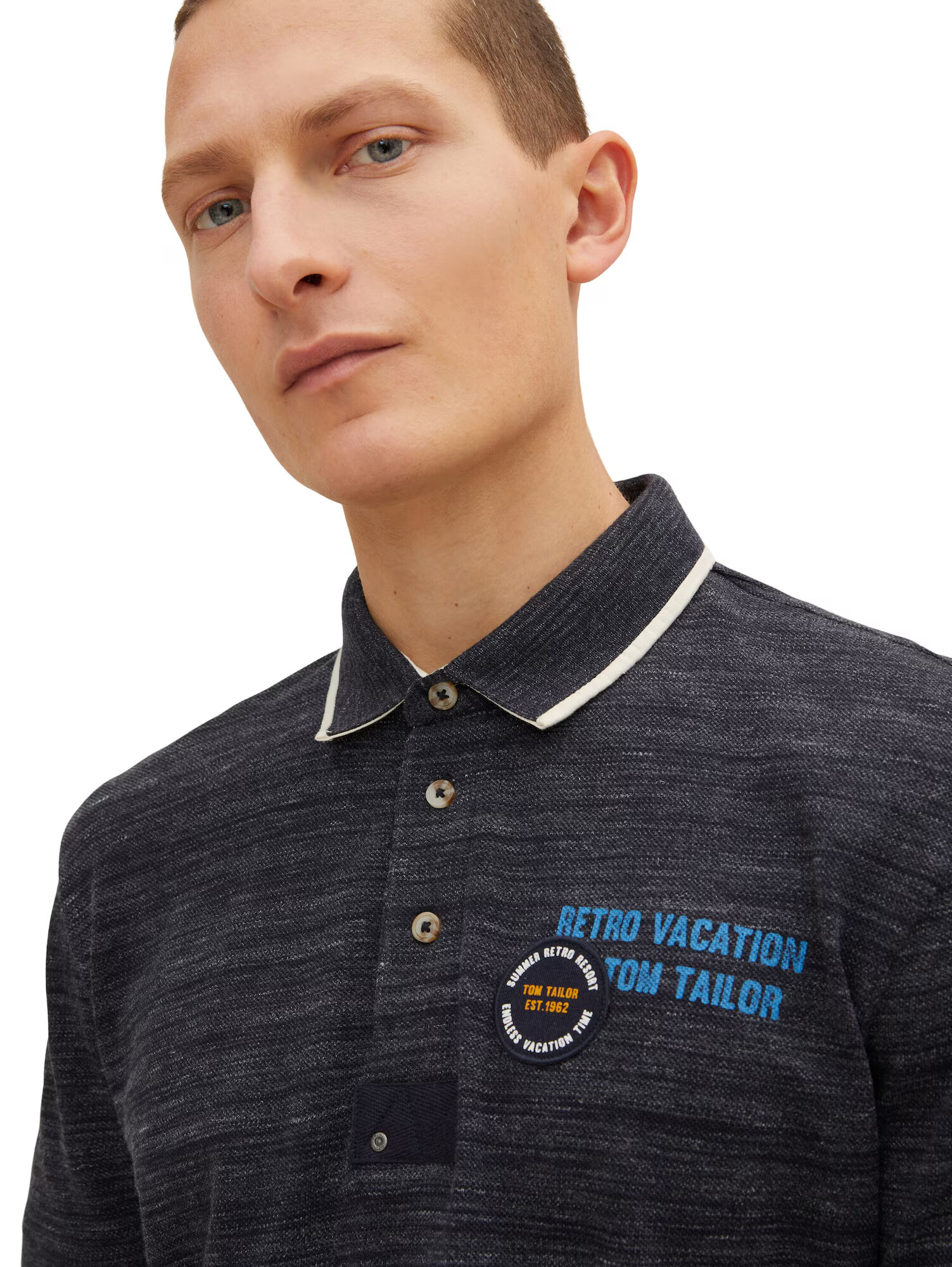 TOM TAILOR Tricou albastru ultramarin / azuriu / portocaliu / alb - Pled.ro