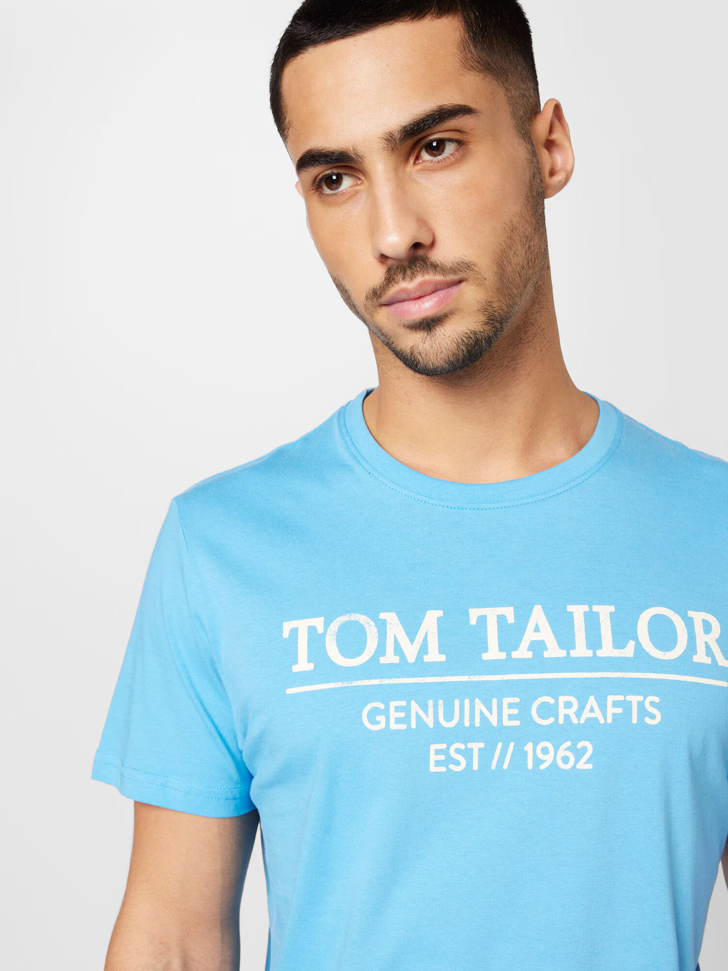 TOM TAILOR Tricou azuriu / alb - Pled.ro