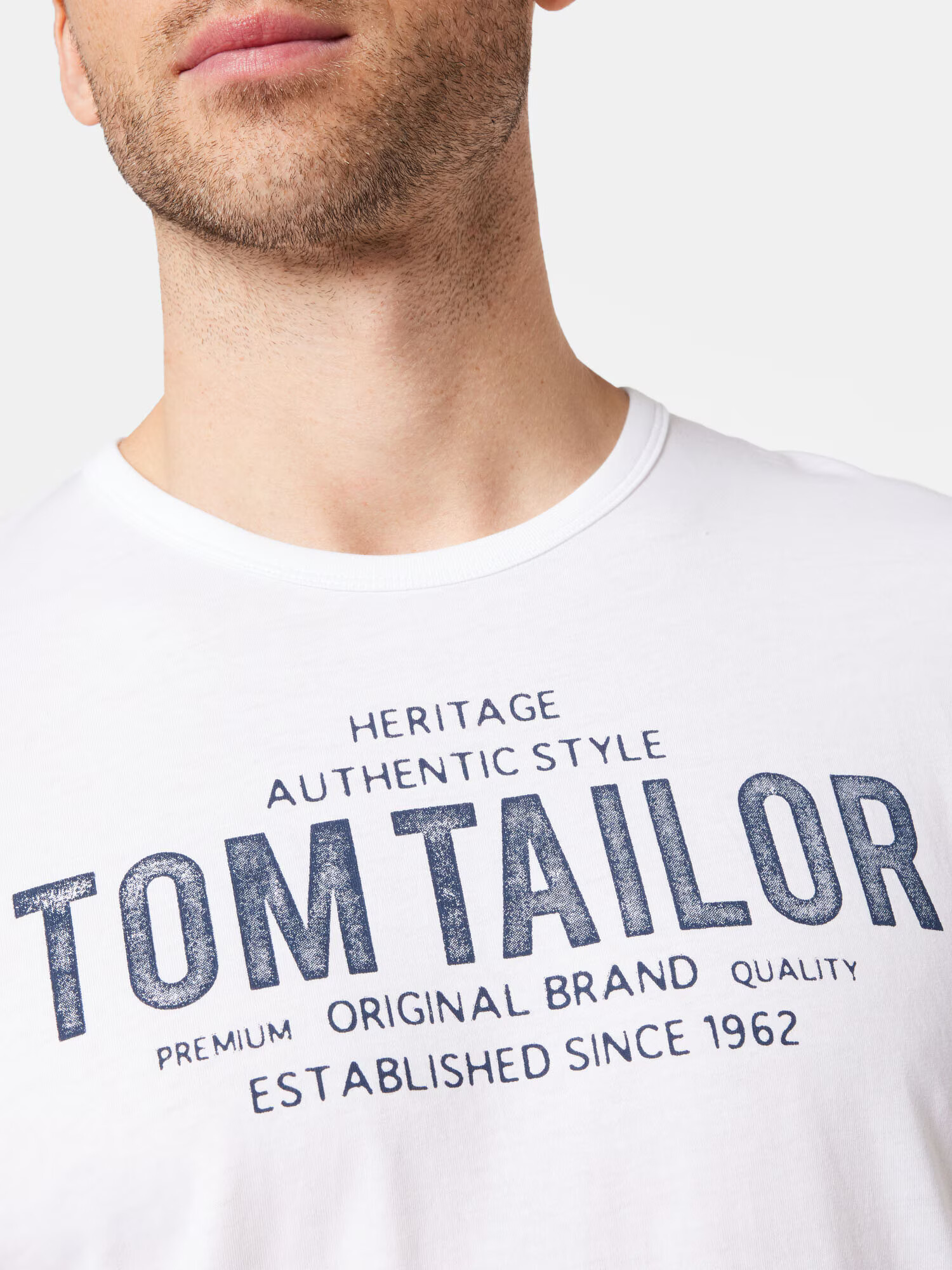 TOM TAILOR Tricou bleumarin / alb - Pled.ro