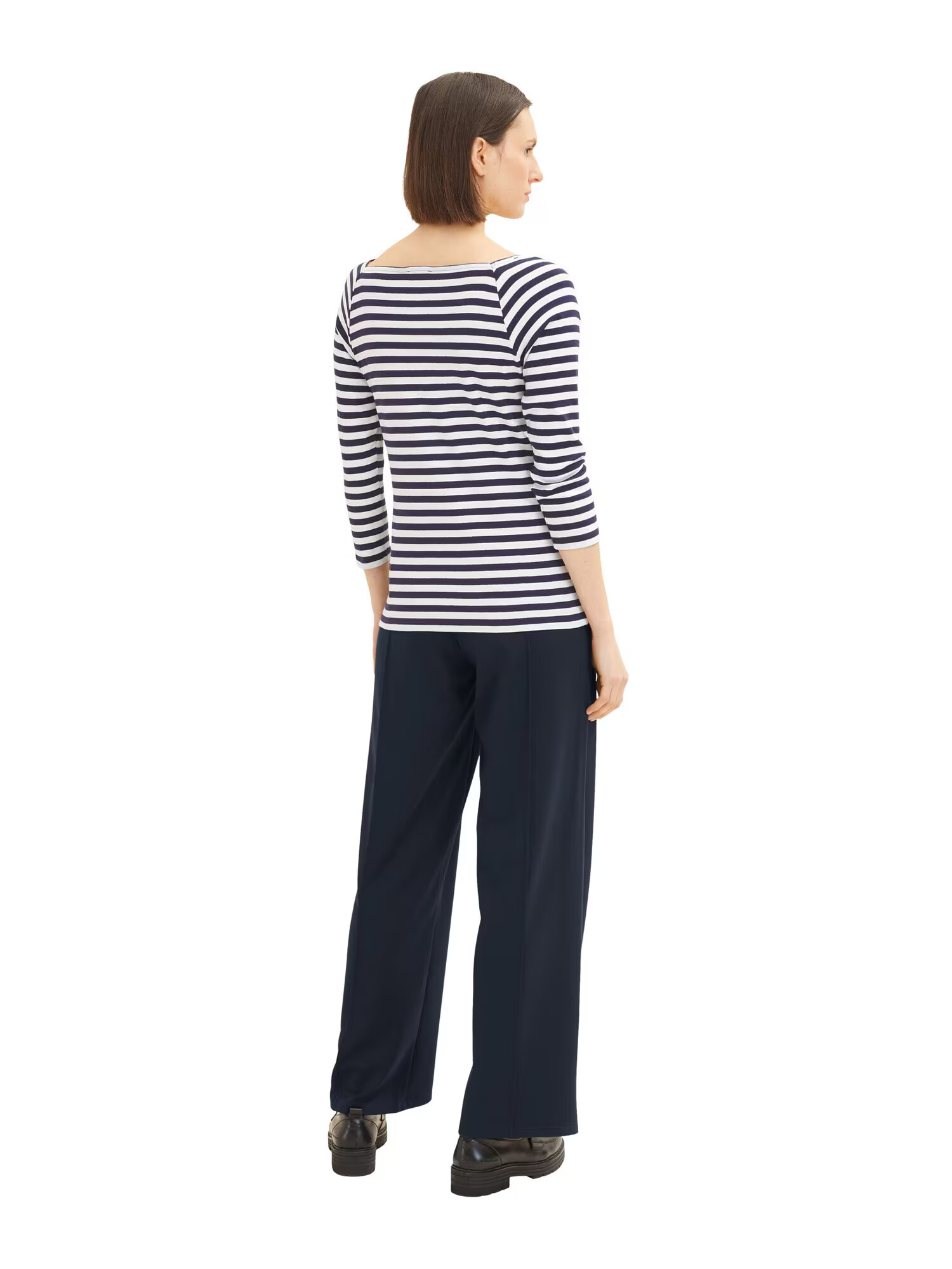 TOM TAILOR Tricou bleumarin / alb - Pled.ro