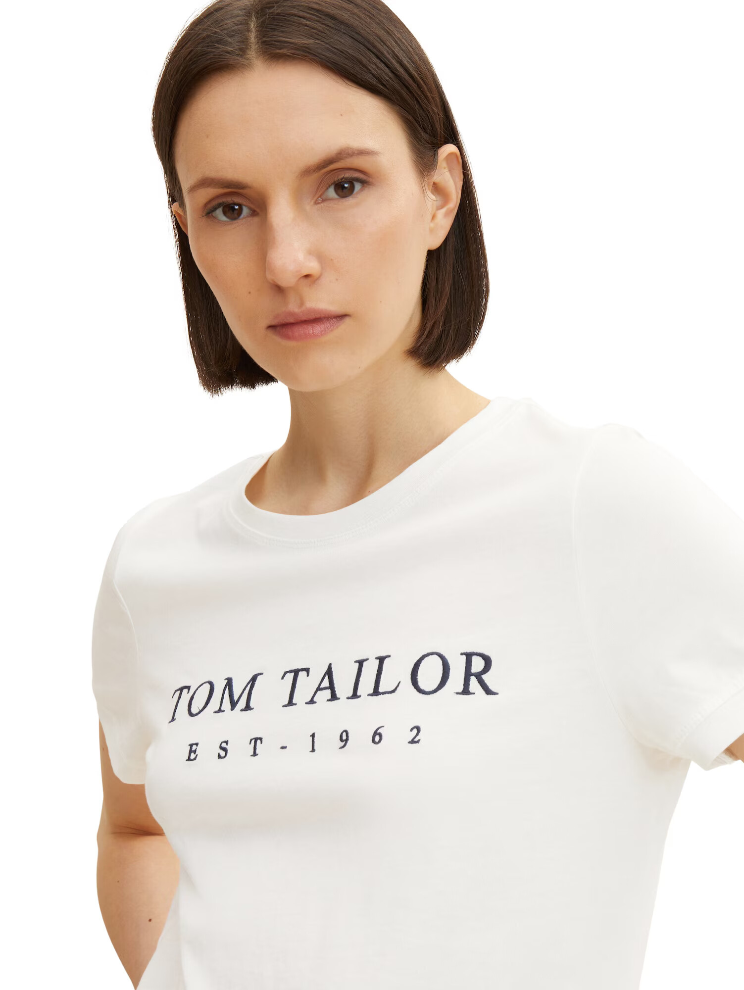 TOM TAILOR Tricou bleumarin / alb - Pled.ro