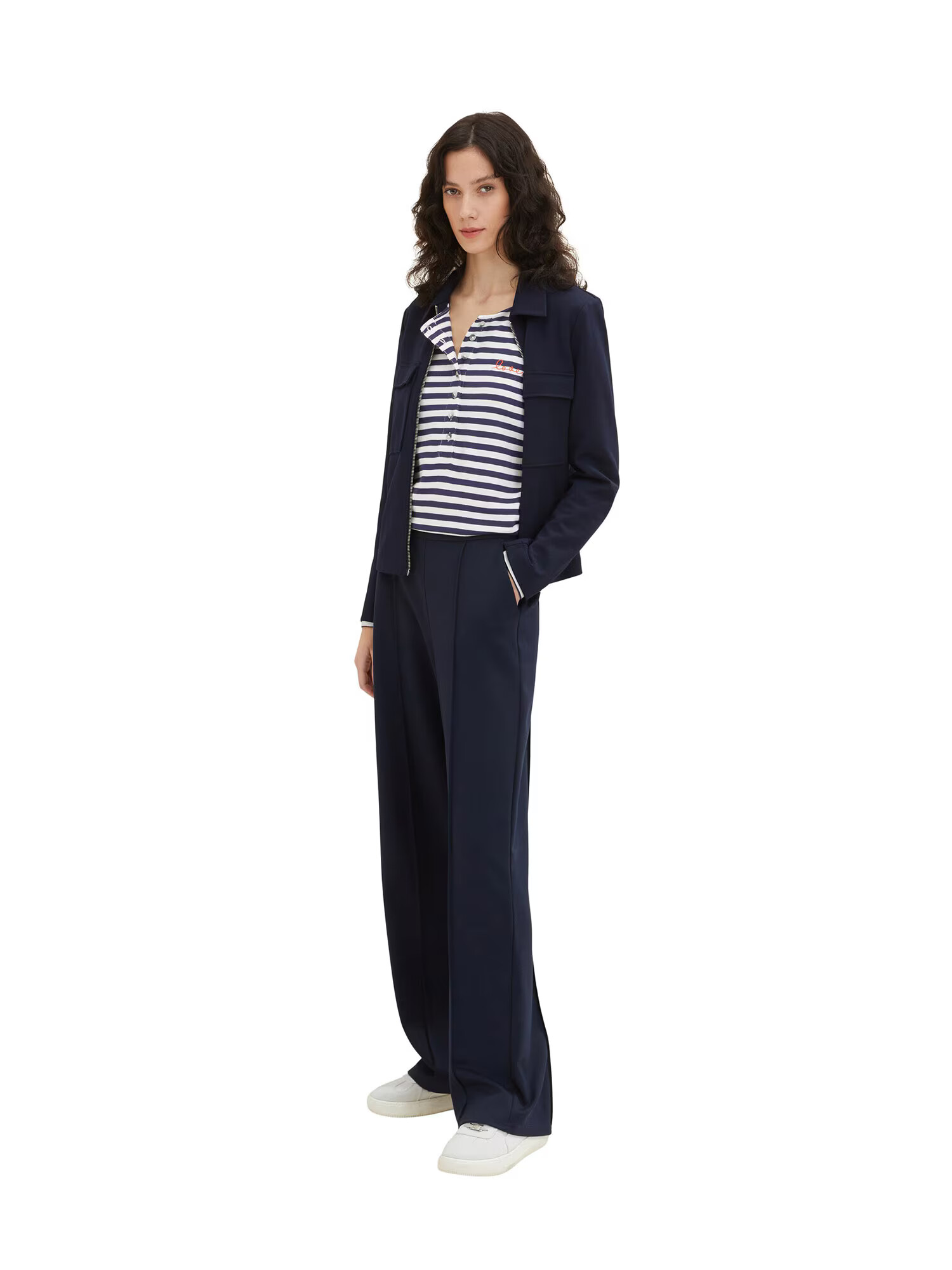 TOM TAILOR Tricou bleumarin / alb - Pled.ro