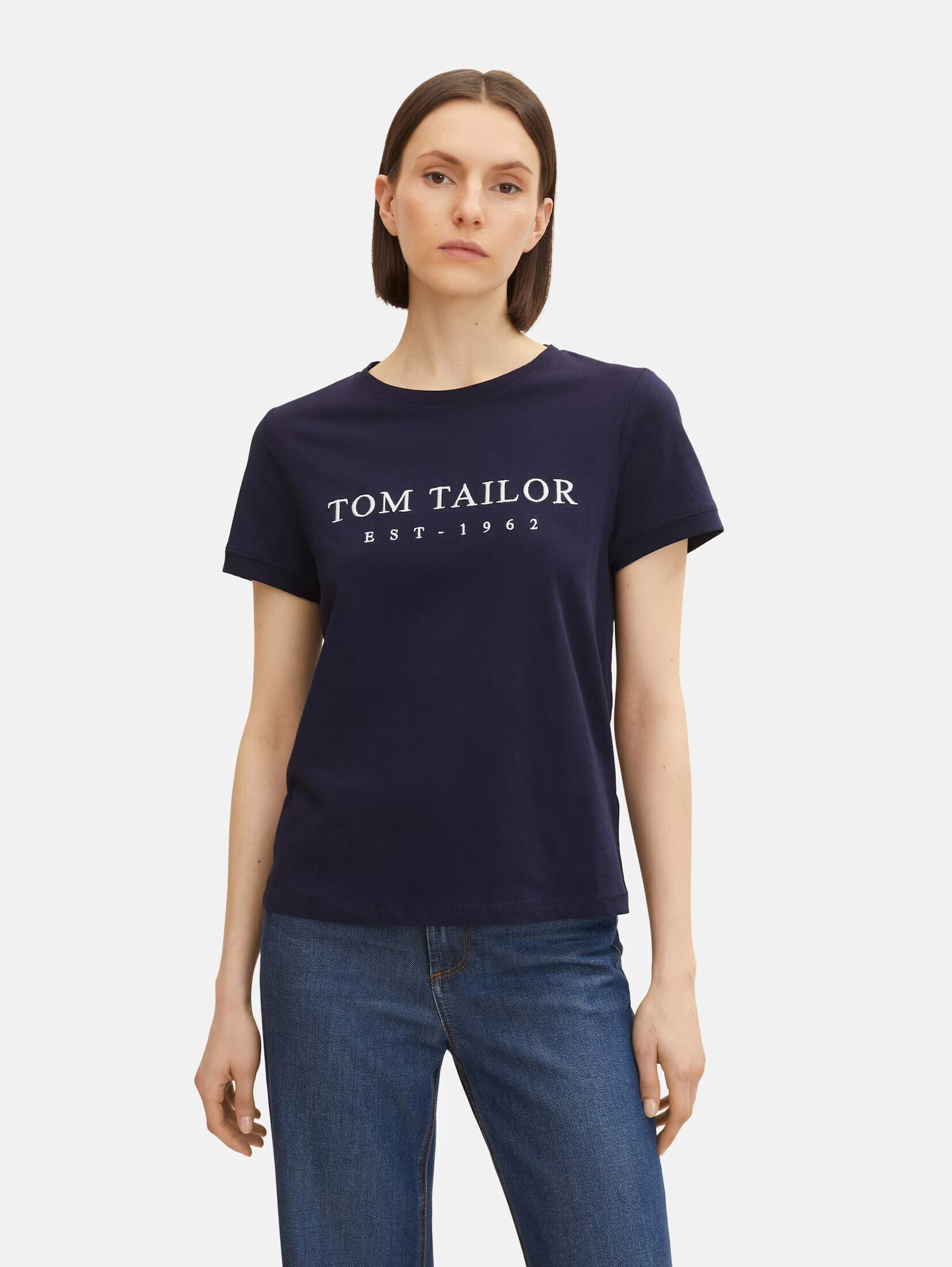 TOM TAILOR Tricou bleumarin / alb - Pled.ro