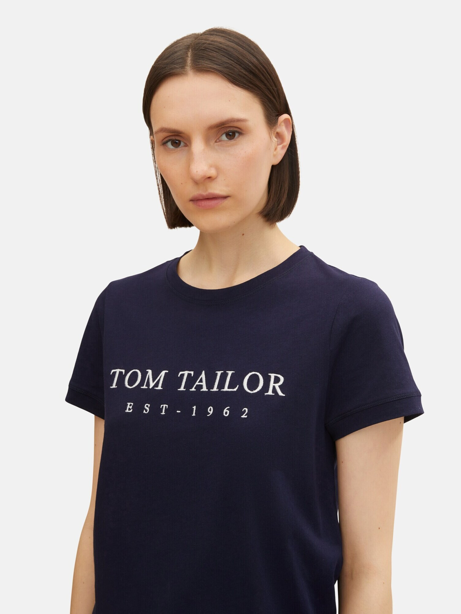 TOM TAILOR Tricou bleumarin / alb - Pled.ro