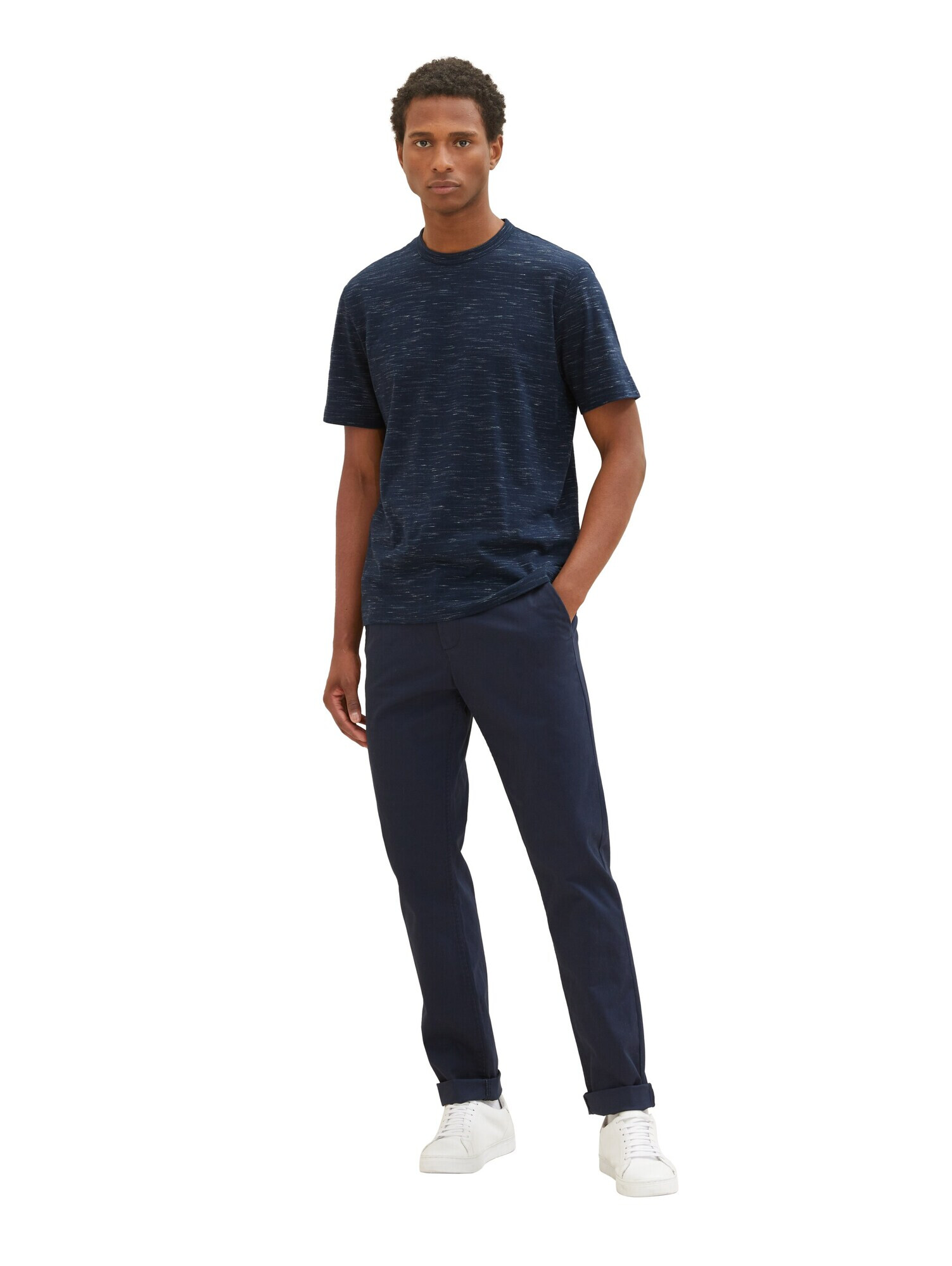 TOM TAILOR Tricou bleumarin / alb - Pled.ro