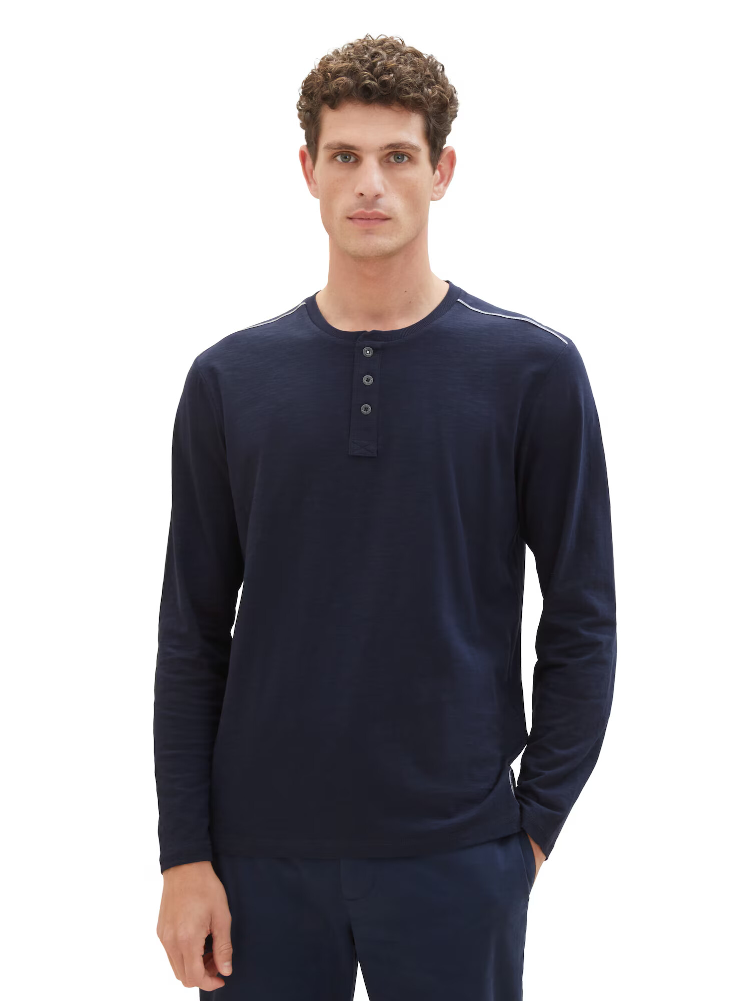 TOM TAILOR Tricou bleumarin / alb - Pled.ro