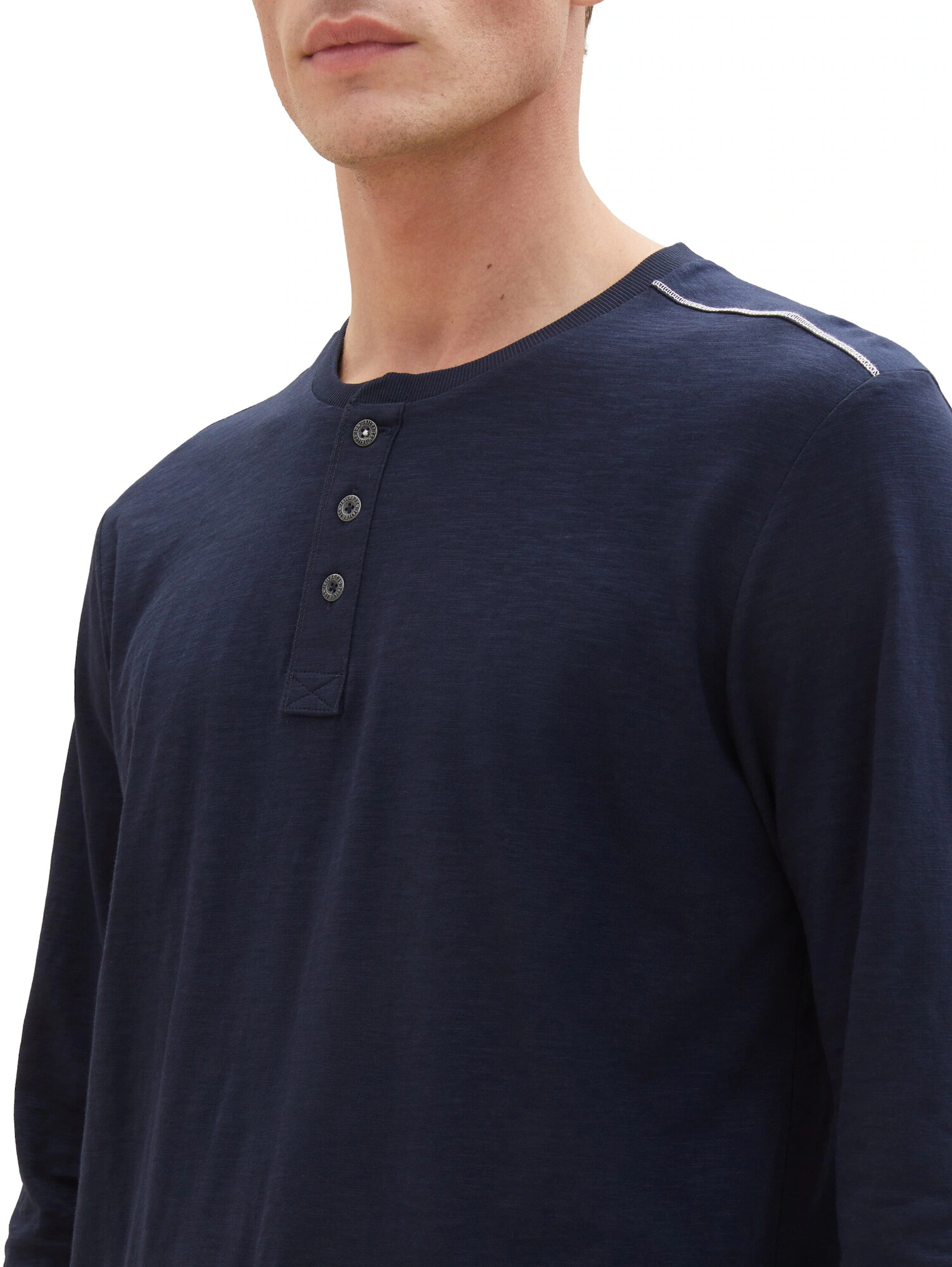 TOM TAILOR Tricou bleumarin / alb - Pled.ro