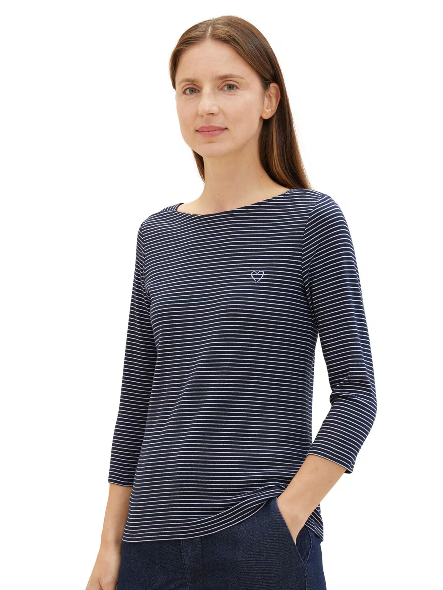 TOM TAILOR Tricou bleumarin / alb - Pled.ro