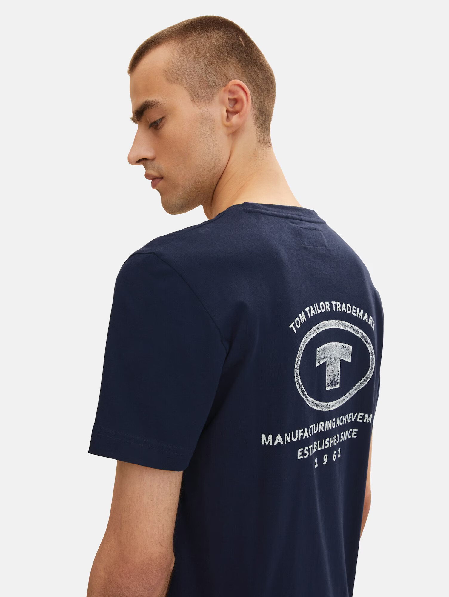 TOM TAILOR Tricou bleumarin / alb - Pled.ro