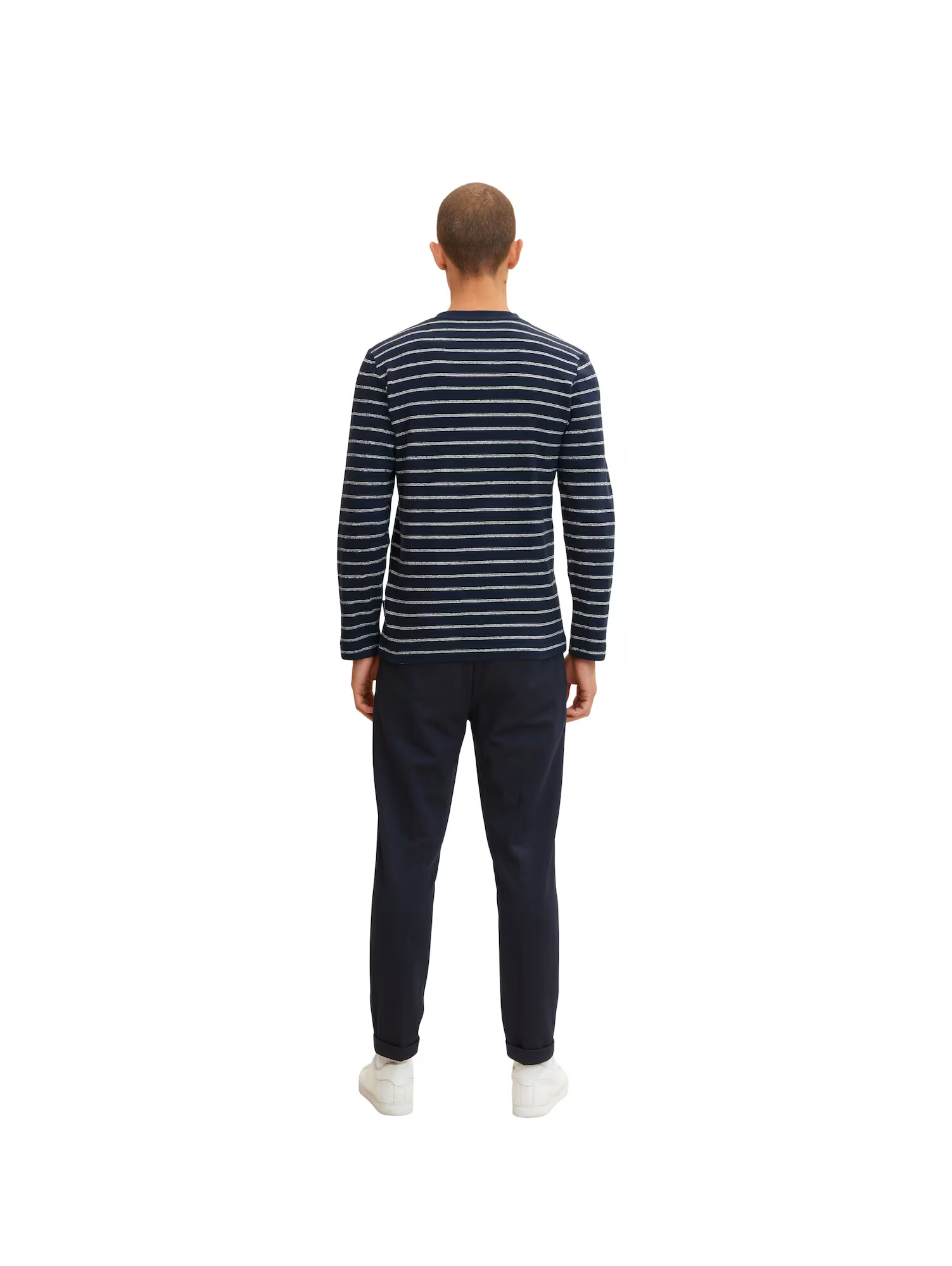 TOM TAILOR Tricou bleumarin / alb - Pled.ro