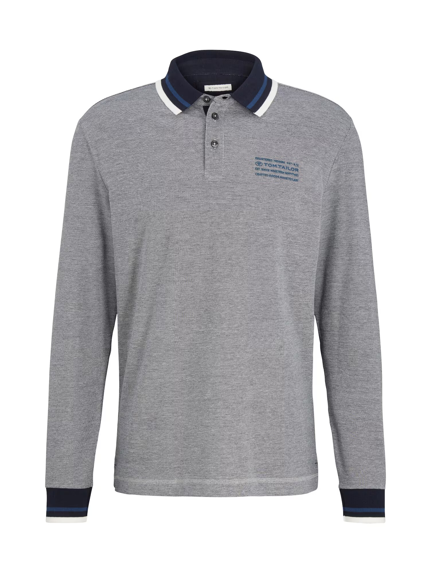 TOM TAILOR Tricou bleumarin / alb / alb murdar - Pled.ro