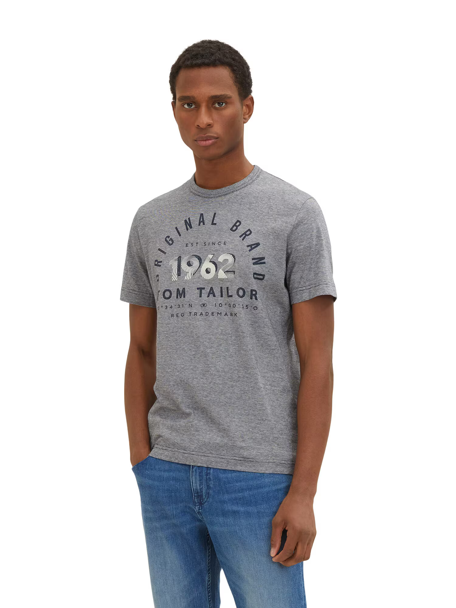 TOM TAILOR Tricou bleumarin / alb murdar - Pled.ro