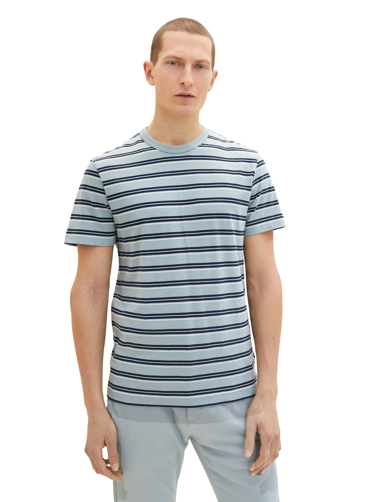 TOM TAILOR Tricou bleumarin / albastru deschis / alb - Pled.ro