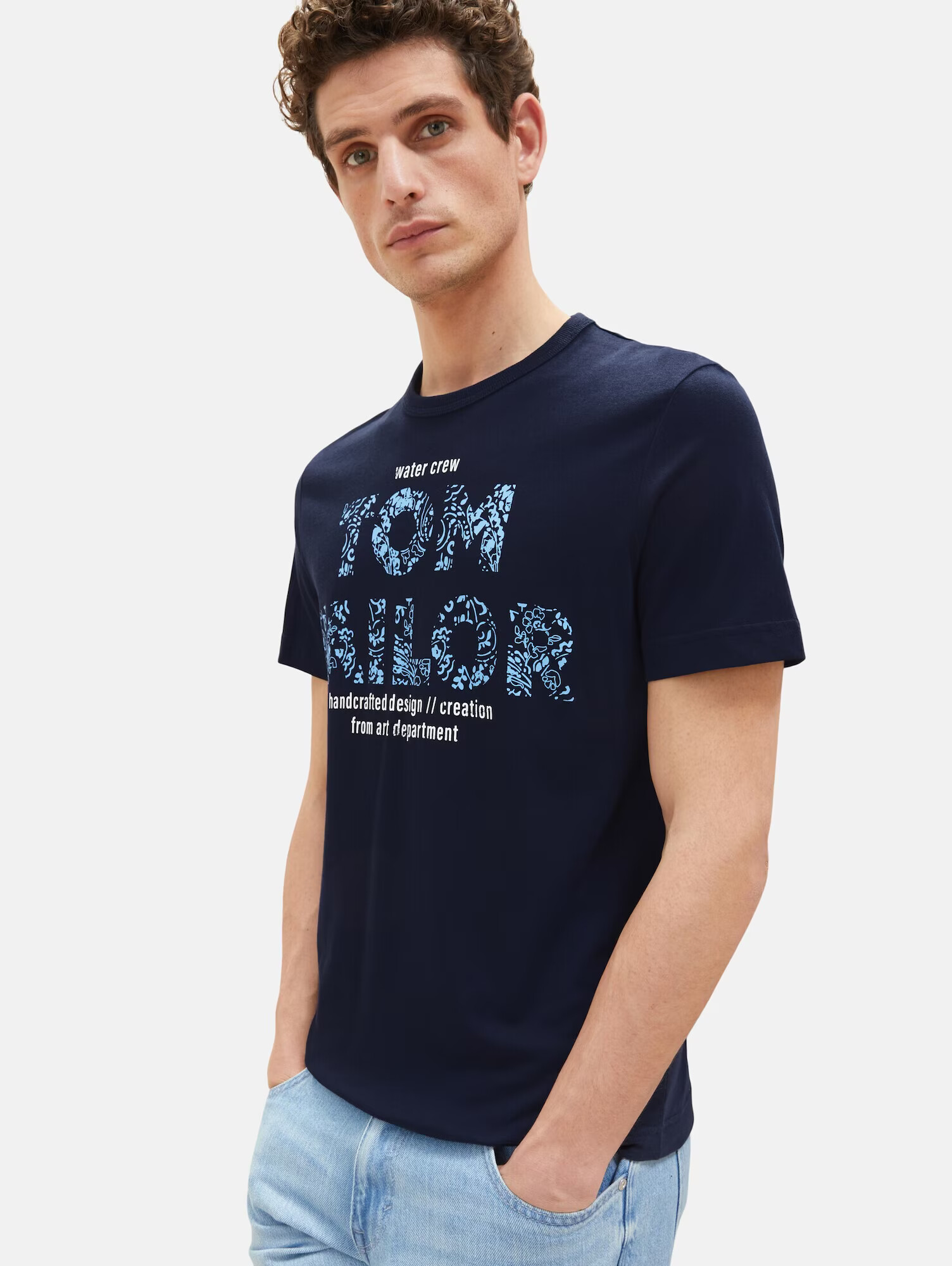 TOM TAILOR Tricou bleumarin / albastru deschis / alb - Pled.ro