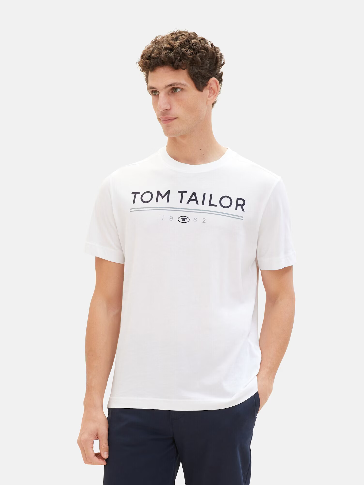 TOM TAILOR Tricou bleumarin / albastru fumuriu / alb - Pled.ro