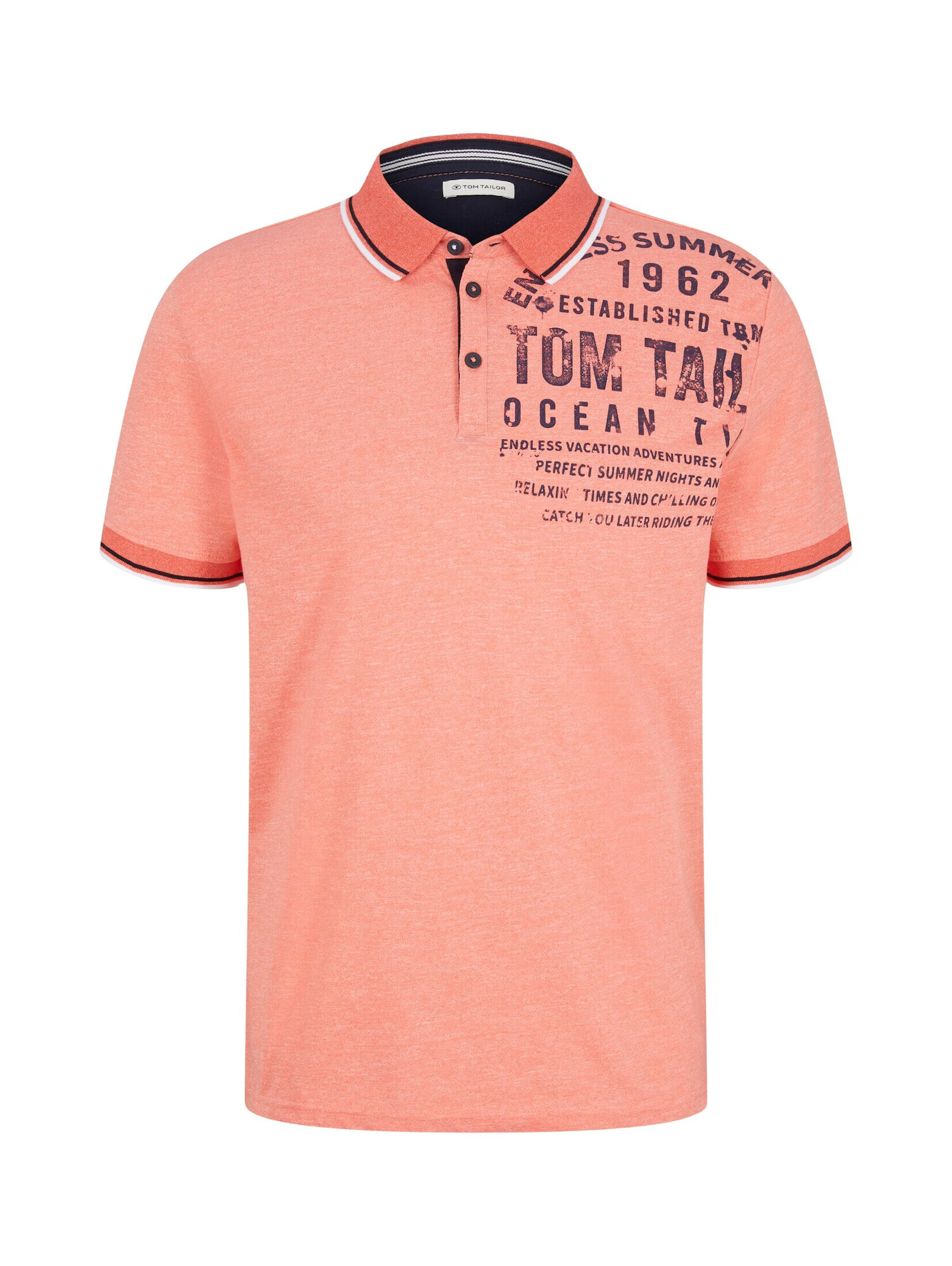 TOM TAILOR Tricou bleumarin / corai / alb - Pled.ro