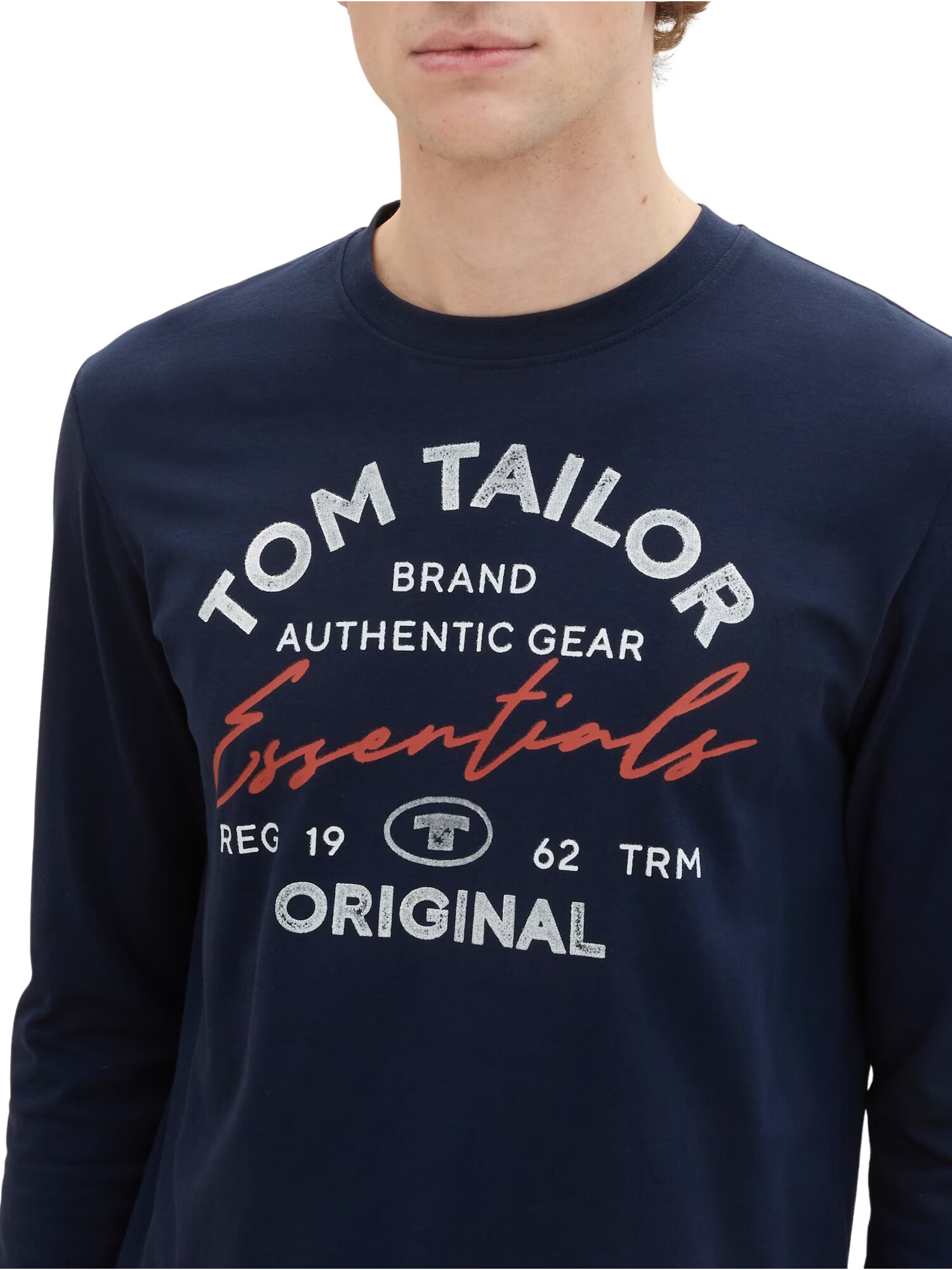 TOM TAILOR Tricou bleumarin / roși aprins / alb - Pled.ro