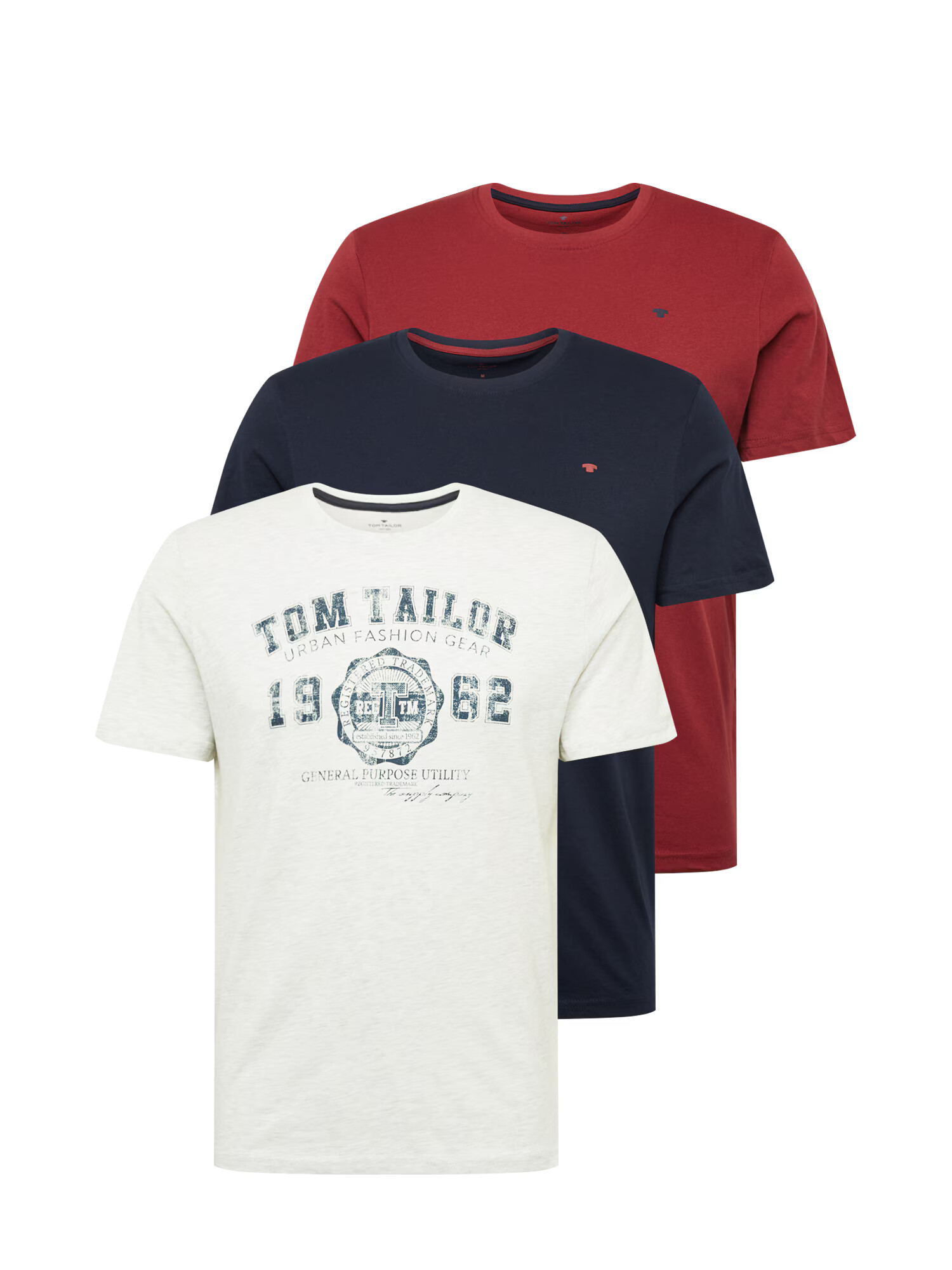 TOM TAILOR Tricou bleumarin / roșu / alb - Pled.ro