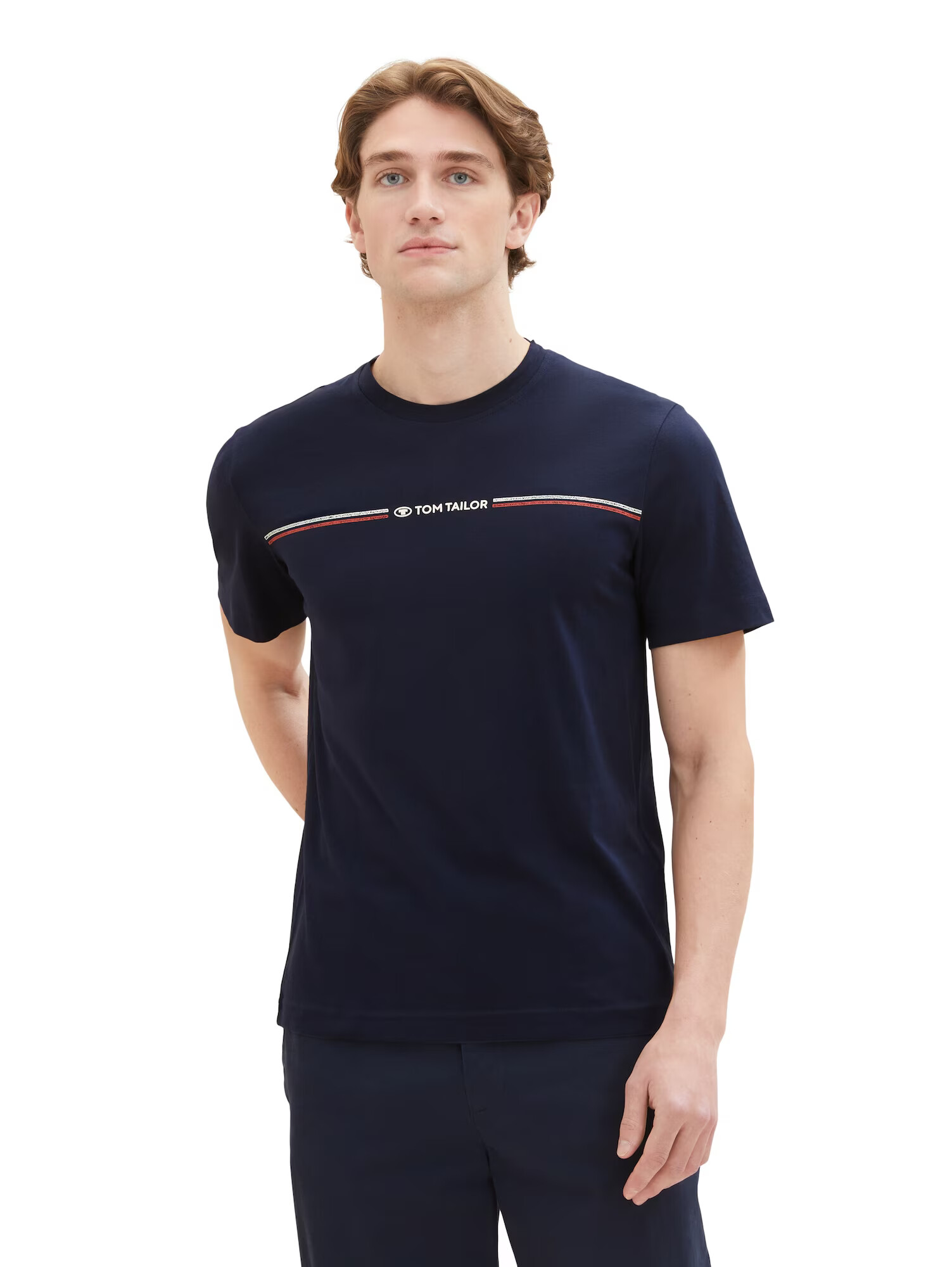 TOM TAILOR Tricou bleumarin / roșu / alb - Pled.ro