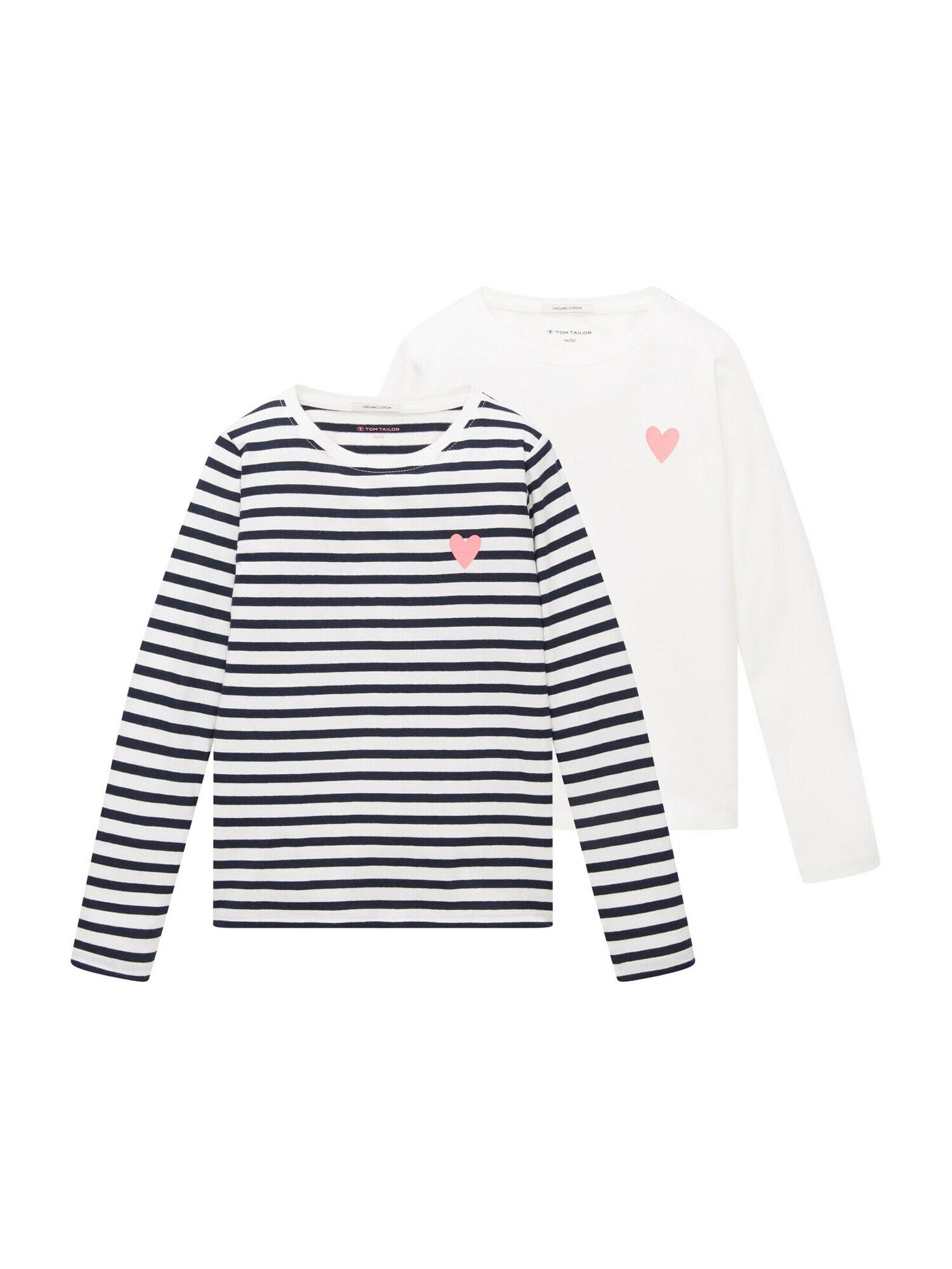 TOM TAILOR Tricou bleumarin / roz deschis / alb - Pled.ro