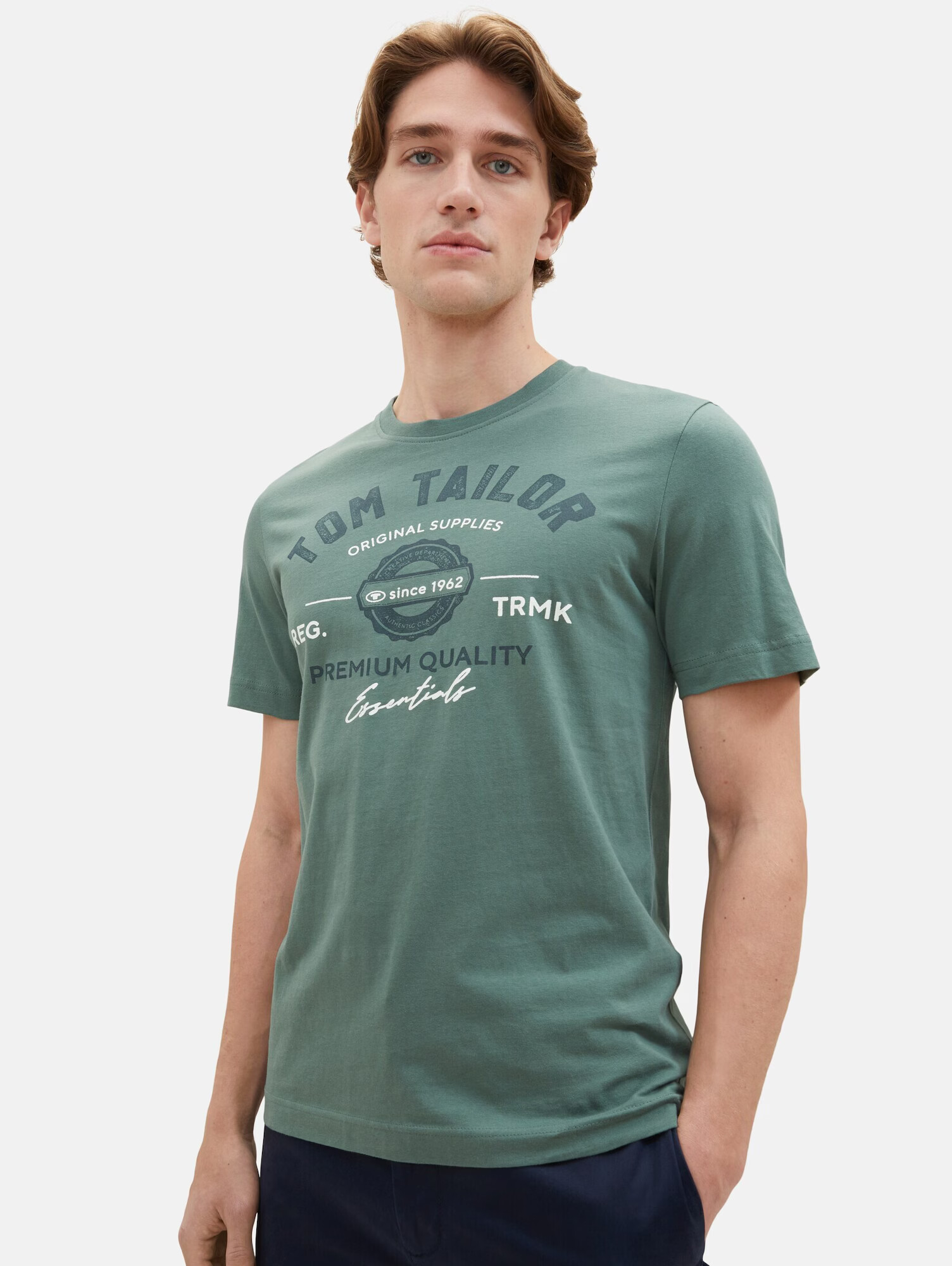 TOM TAILOR Tricou bleumarin / verde / alb - Pled.ro