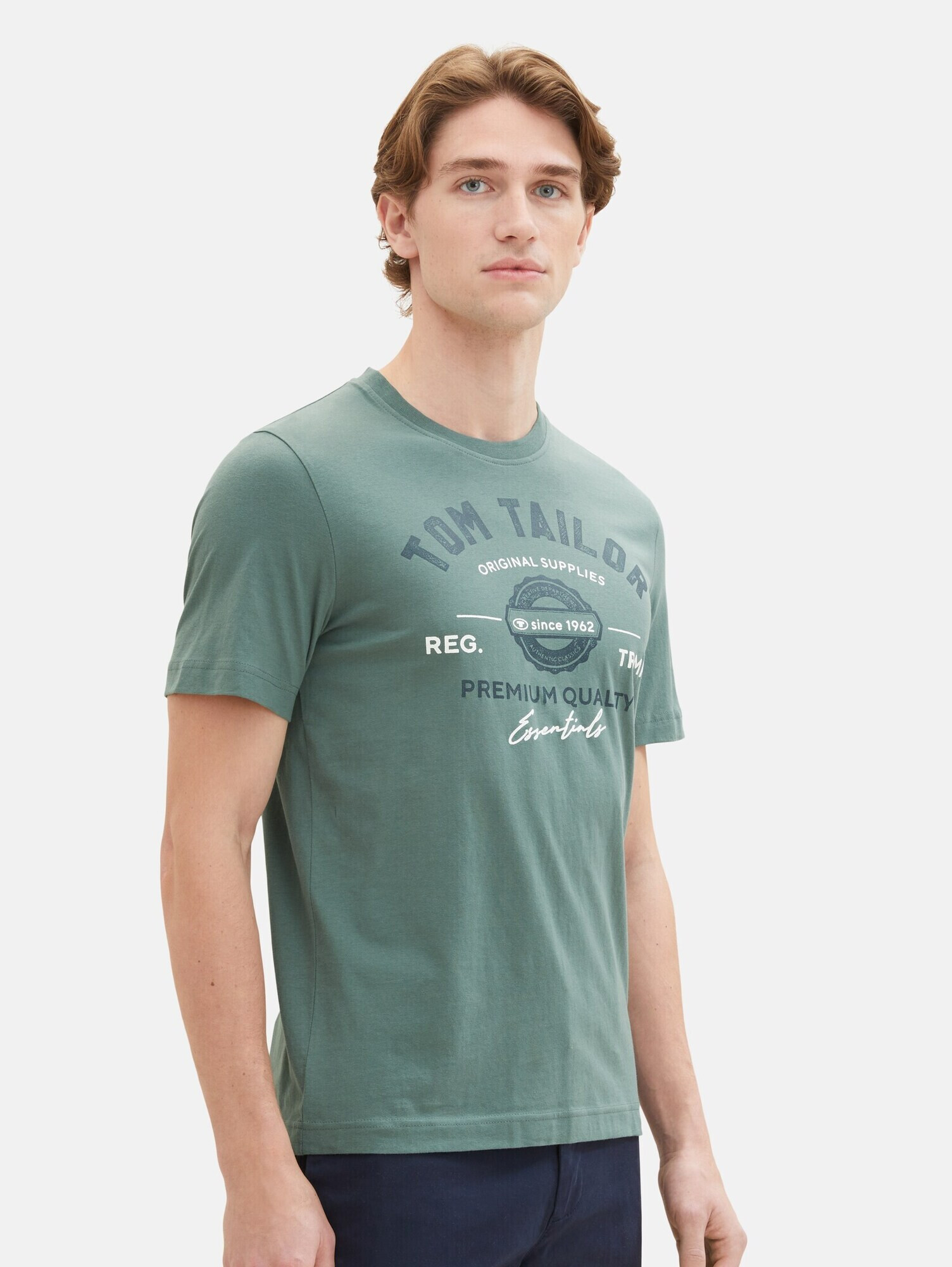 TOM TAILOR Tricou bleumarin / verde / alb - Pled.ro