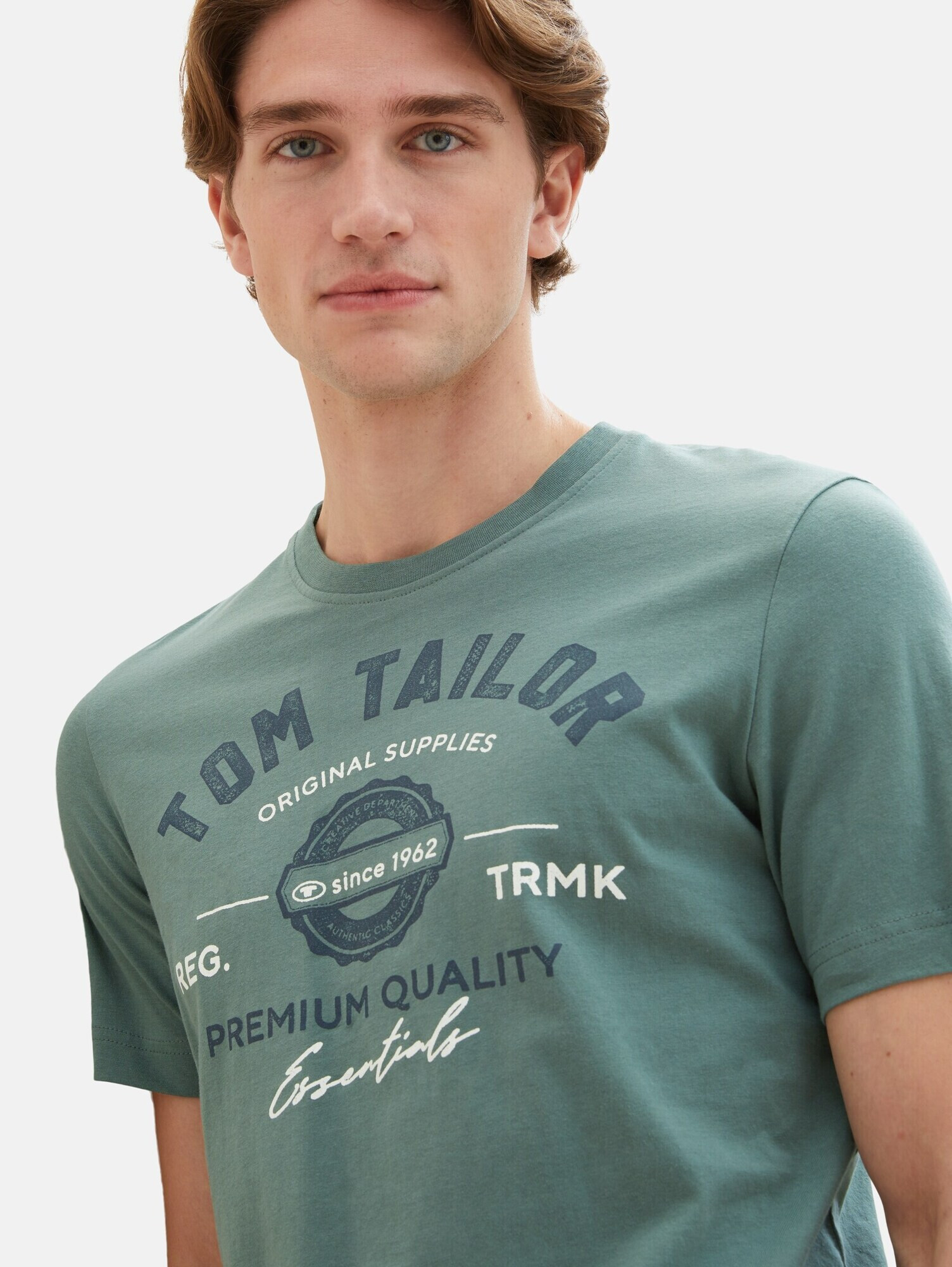 TOM TAILOR Tricou bleumarin / verde / alb - Pled.ro