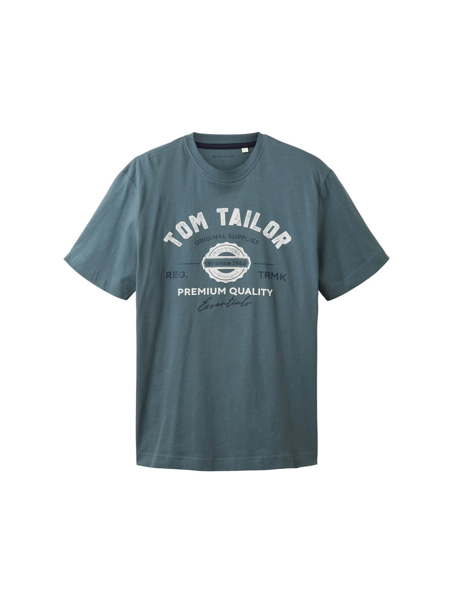 TOM TAILOR Tricou bleumarin / verde petrol / alb murdar - Pled.ro