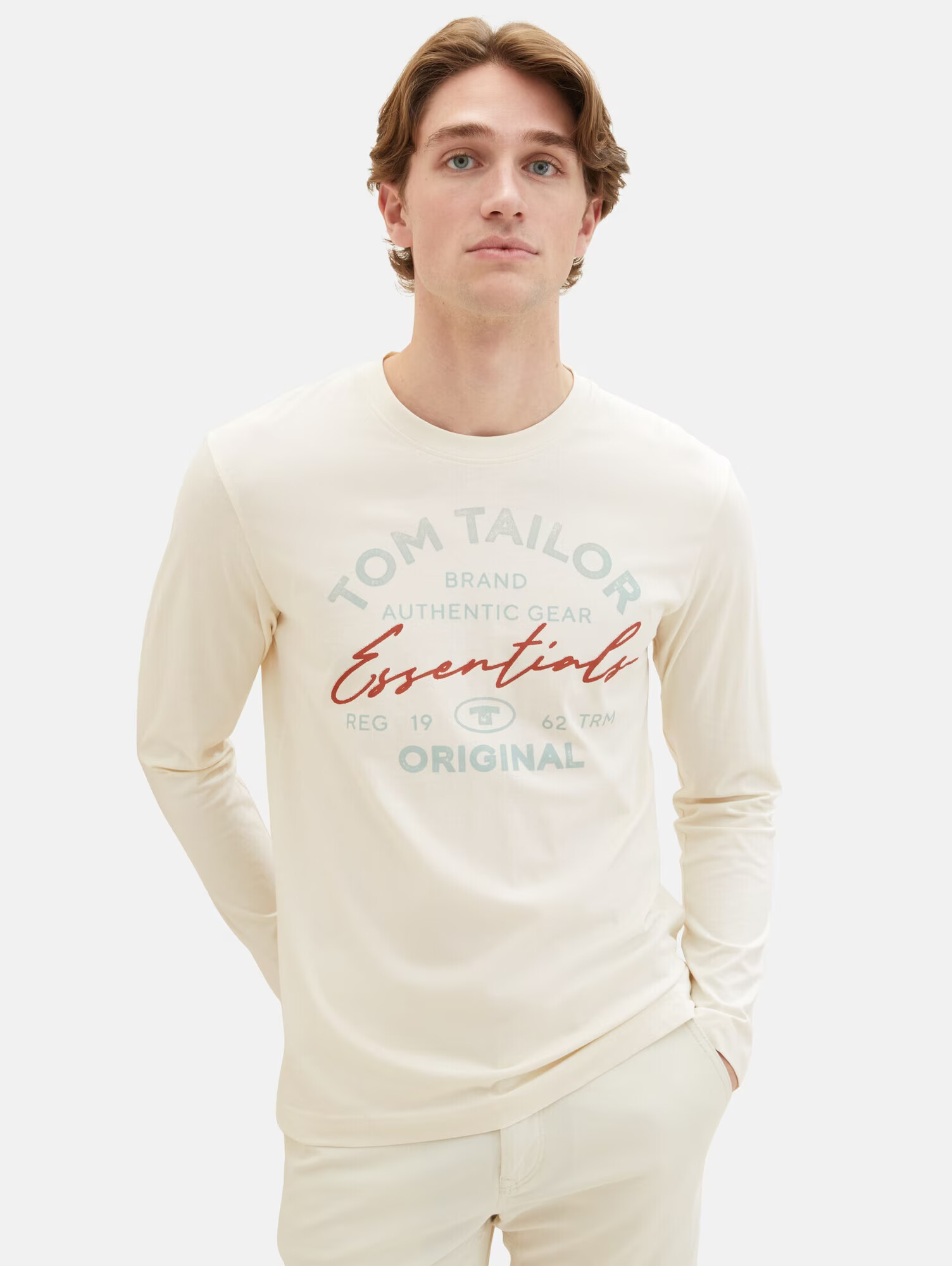 TOM TAILOR Tricou crem / opal / roșu ruginiu - Pled.ro