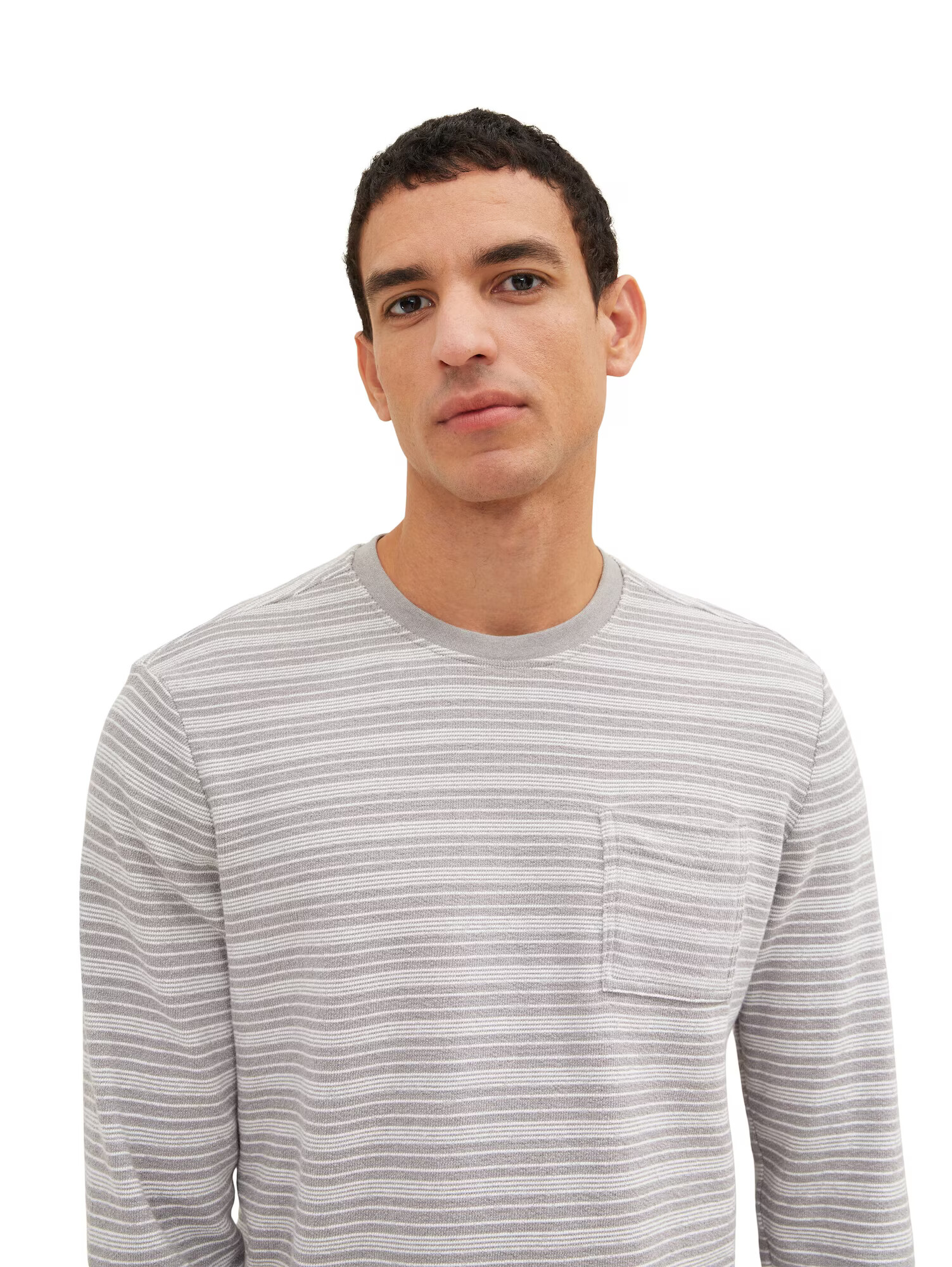 TOM TAILOR Tricou gri / alb - Pled.ro