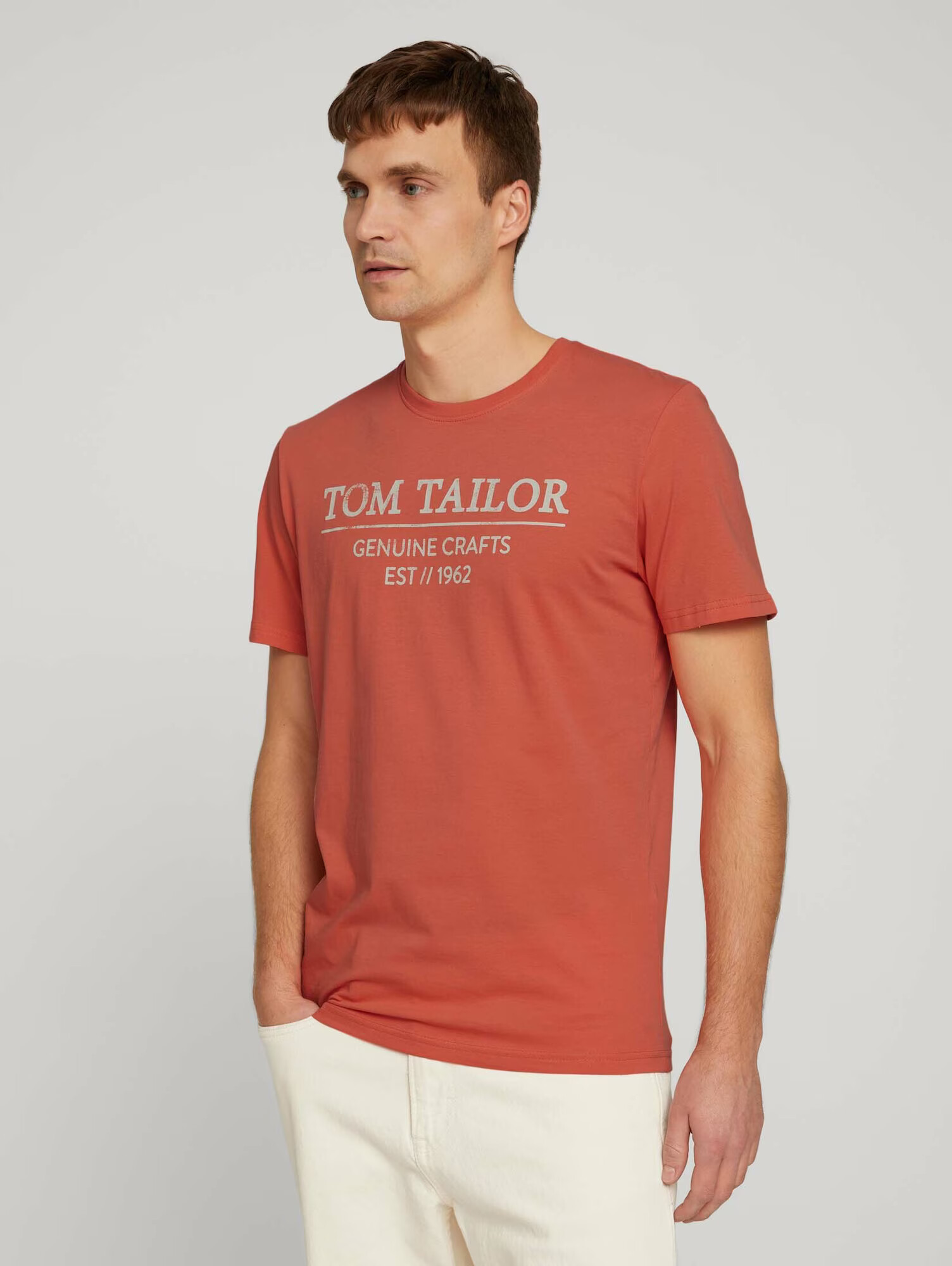 TOM TAILOR Tricou gri deschis / portocaliu închis - Pled.ro