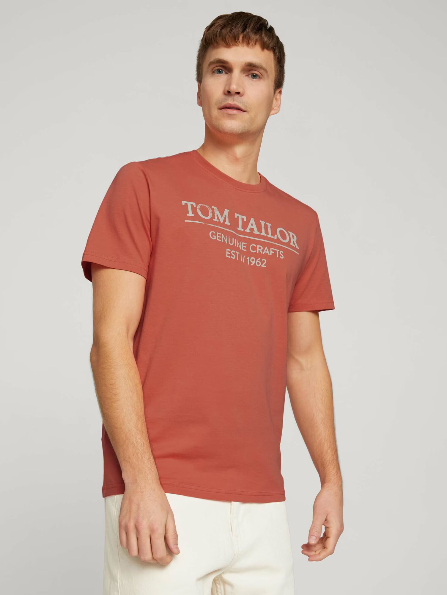 TOM TAILOR Tricou gri deschis / portocaliu închis - Pled.ro