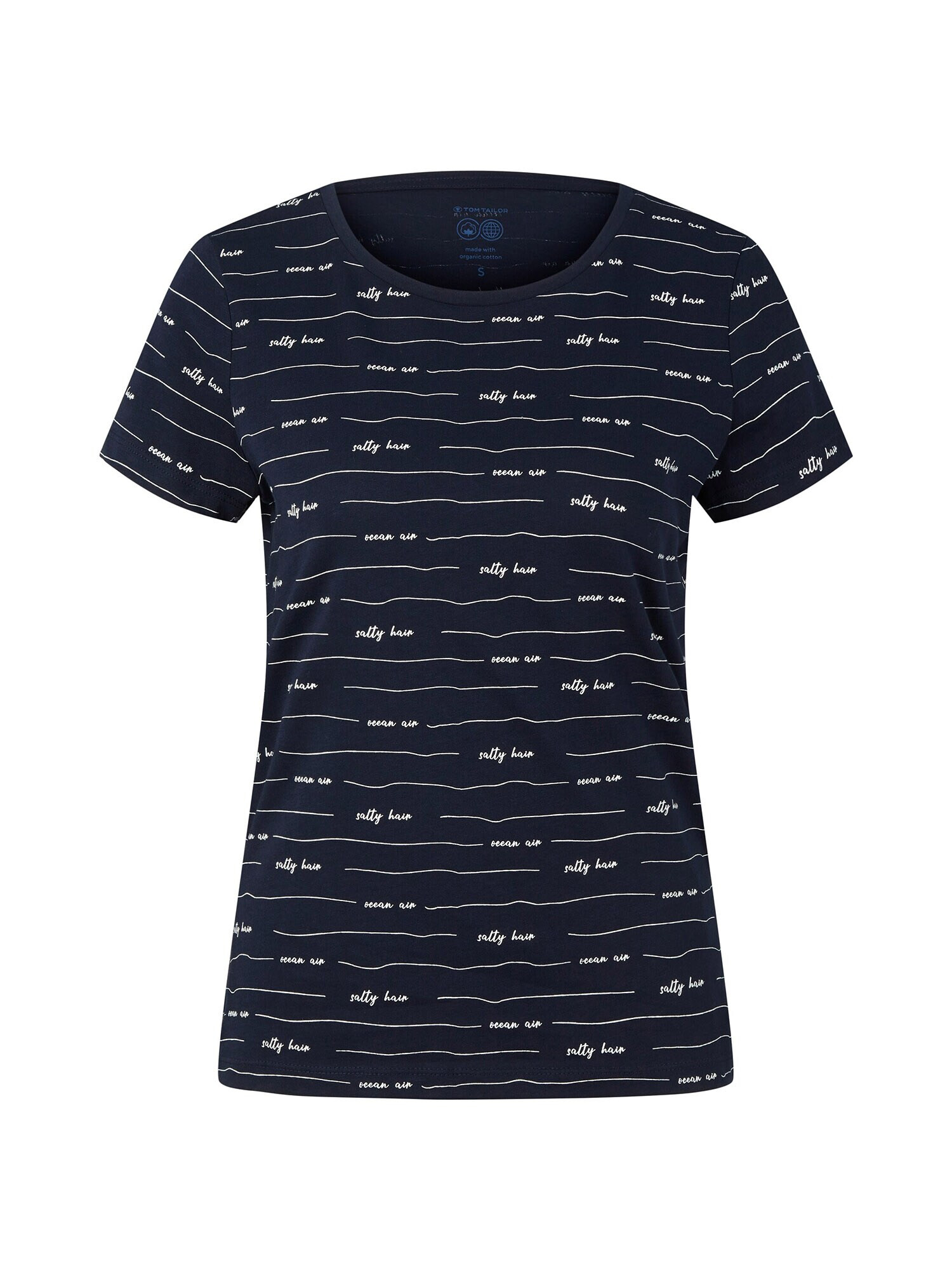 TOM TAILOR Tricou 'Maritim' bleumarin / alb - Pled.ro