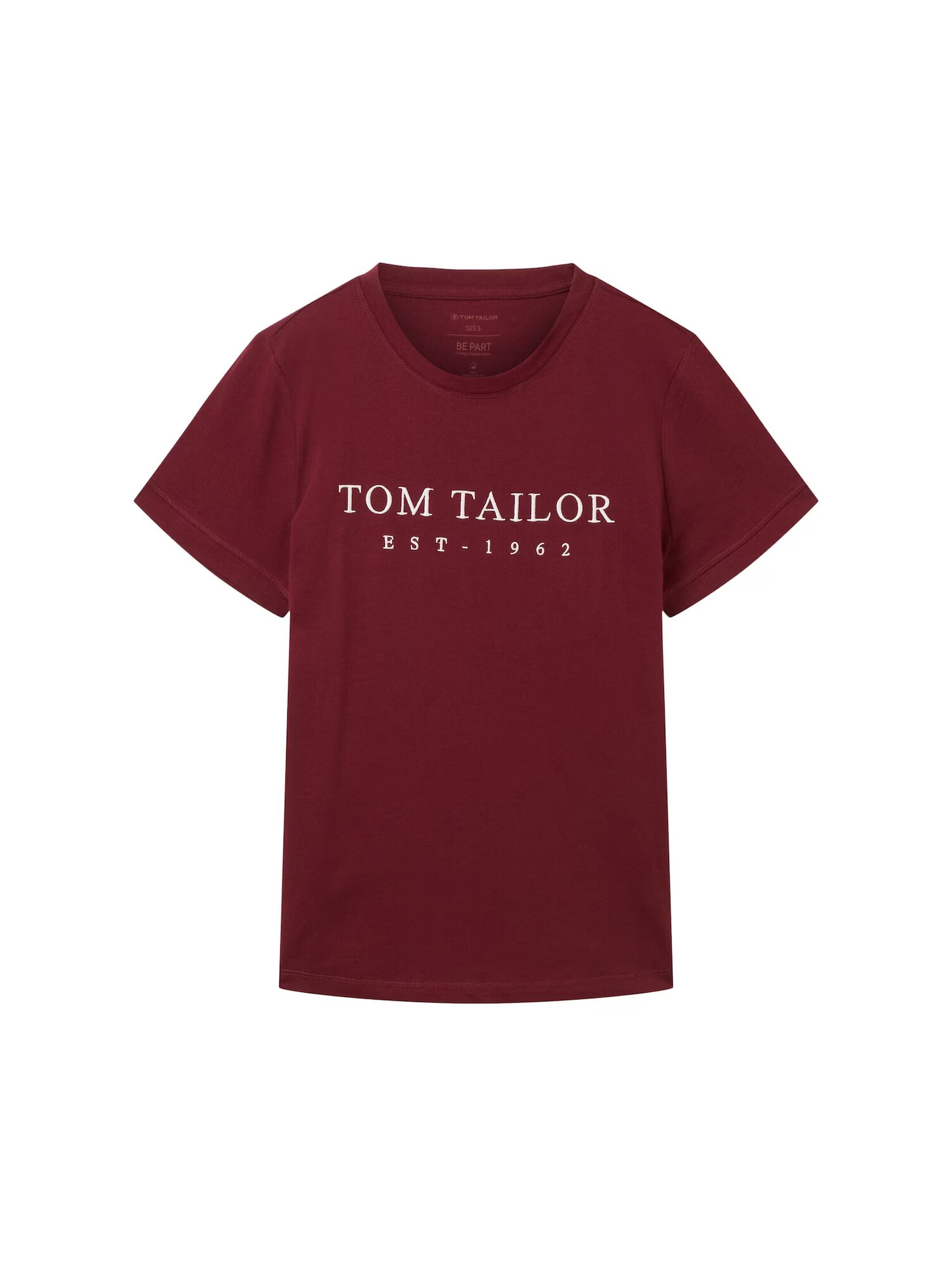 TOM TAILOR Tricou roșu bordeaux / alb - Pled.ro