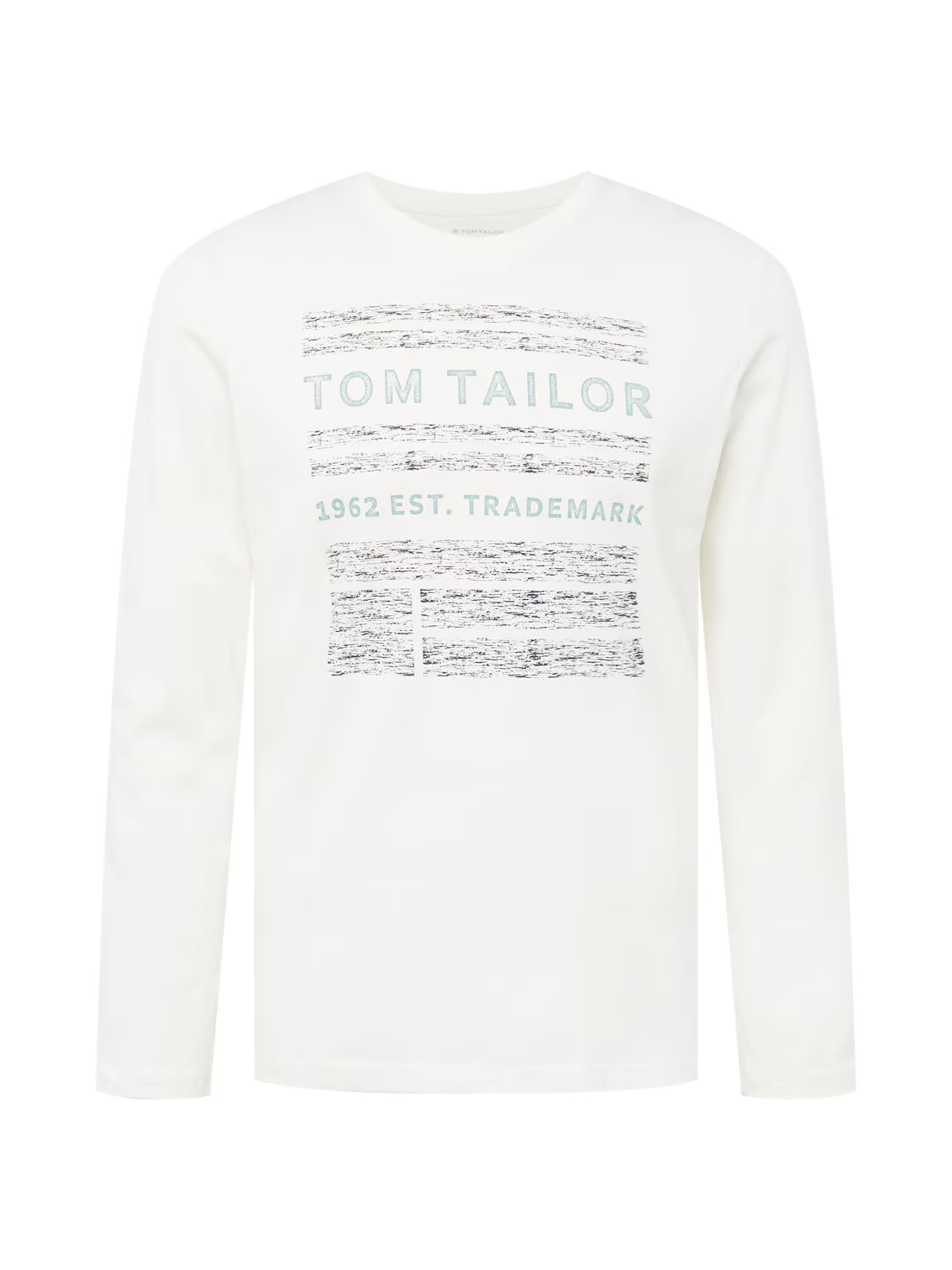 TOM TAILOR Tricou turcoaz / gri bazalt / alb murdar - Pled.ro